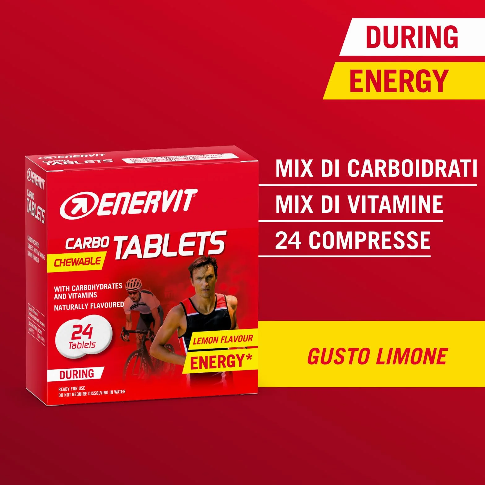 Enervit Carbo Tablets Tavolette Energetiche Masticabili Gusto Limone 24 Tavolette