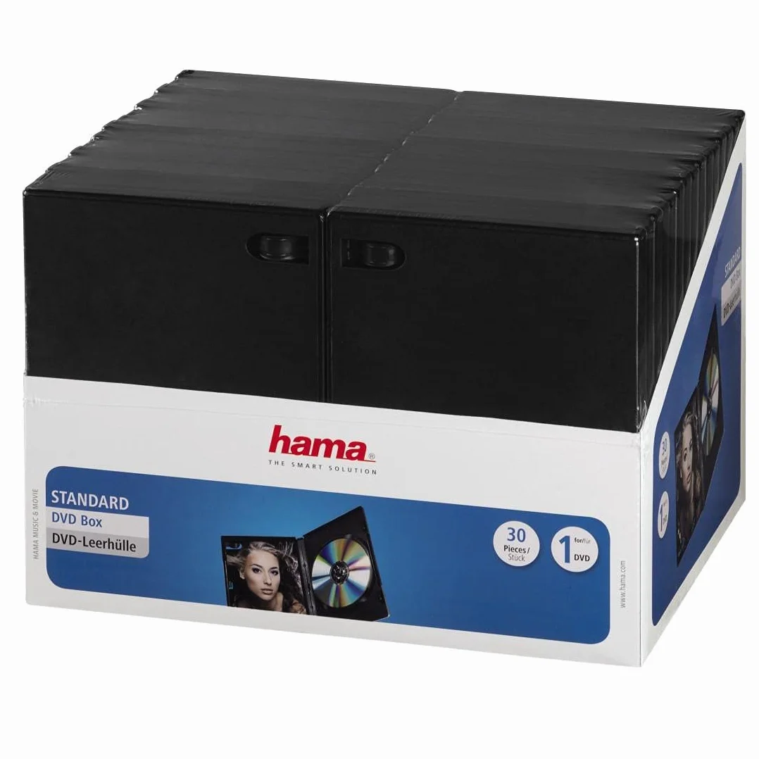 HAMA Custodie DVD Singole Case, 30 Pezzi, Nero