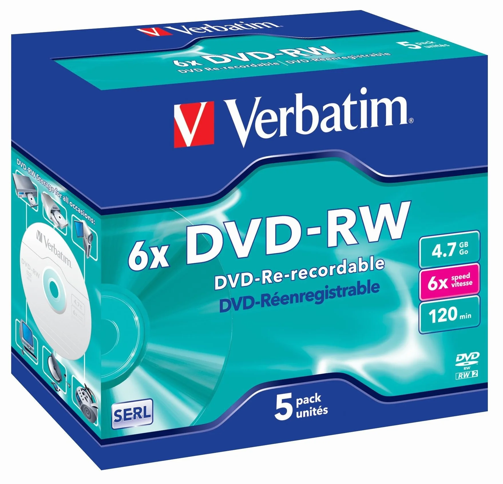 Verbatim DVD-RW 4.7GB - Confezione da 5