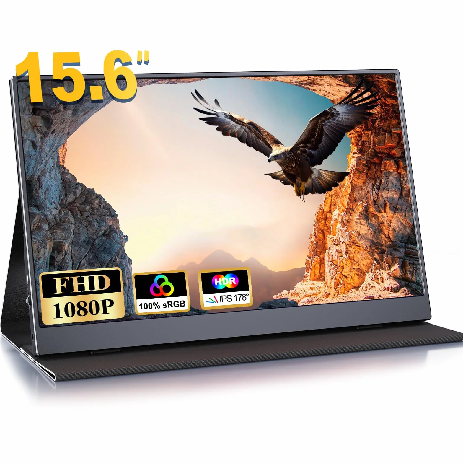COOLHOOD Monitor Portatile 15,6 Pollici IPS, FHD 1080P 100% sRGB, Schermo Esterno USB-C/Mini HDMI, Compatibile con Laptop/PC/Telefono/PS5