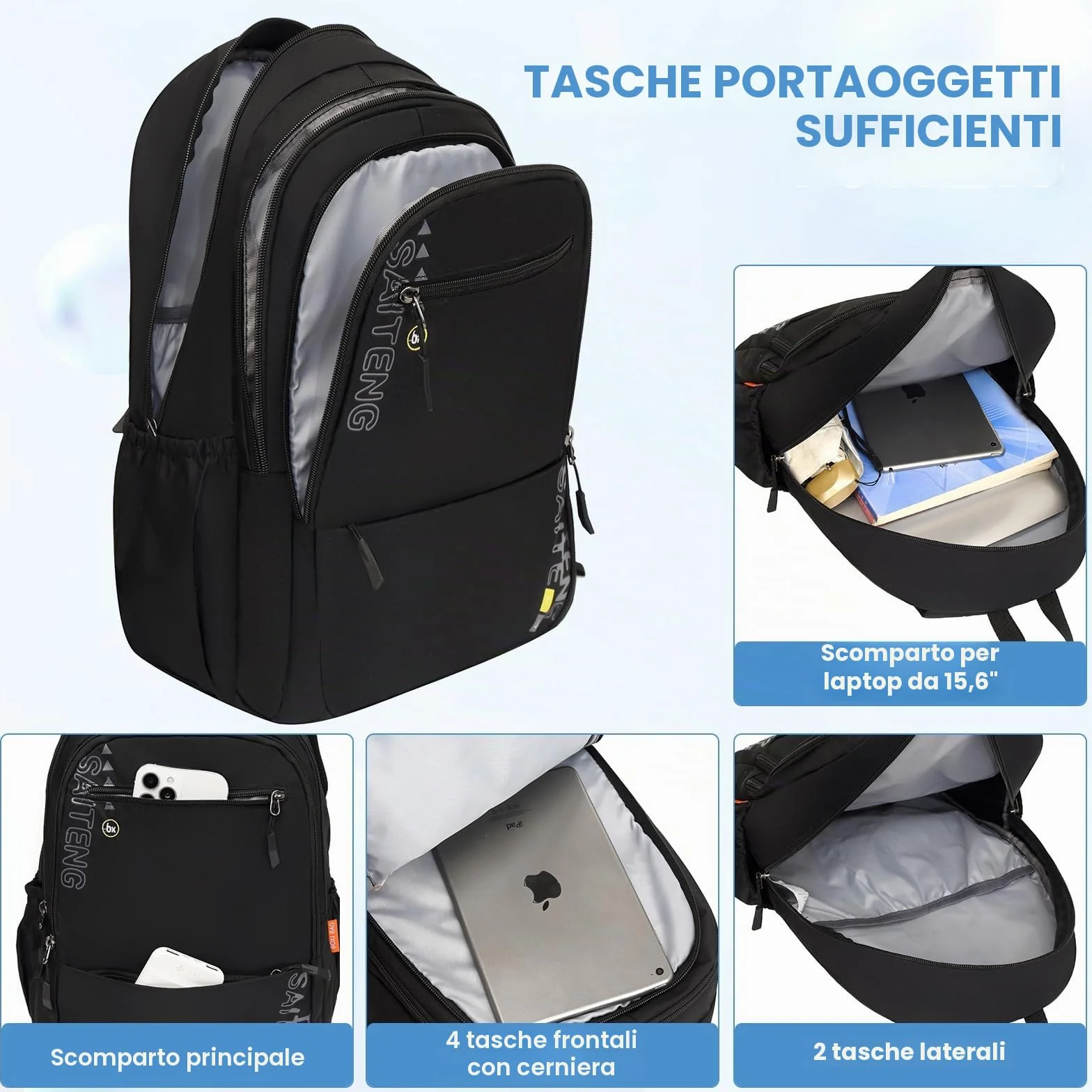 Zaino Ryanair 40x20x25 Zaino da Viaggio Aereo Espandibile Bagaglio a Mano, 15,6 Pollici Zaino Porta PC per Bagagli Campeggio Weekend