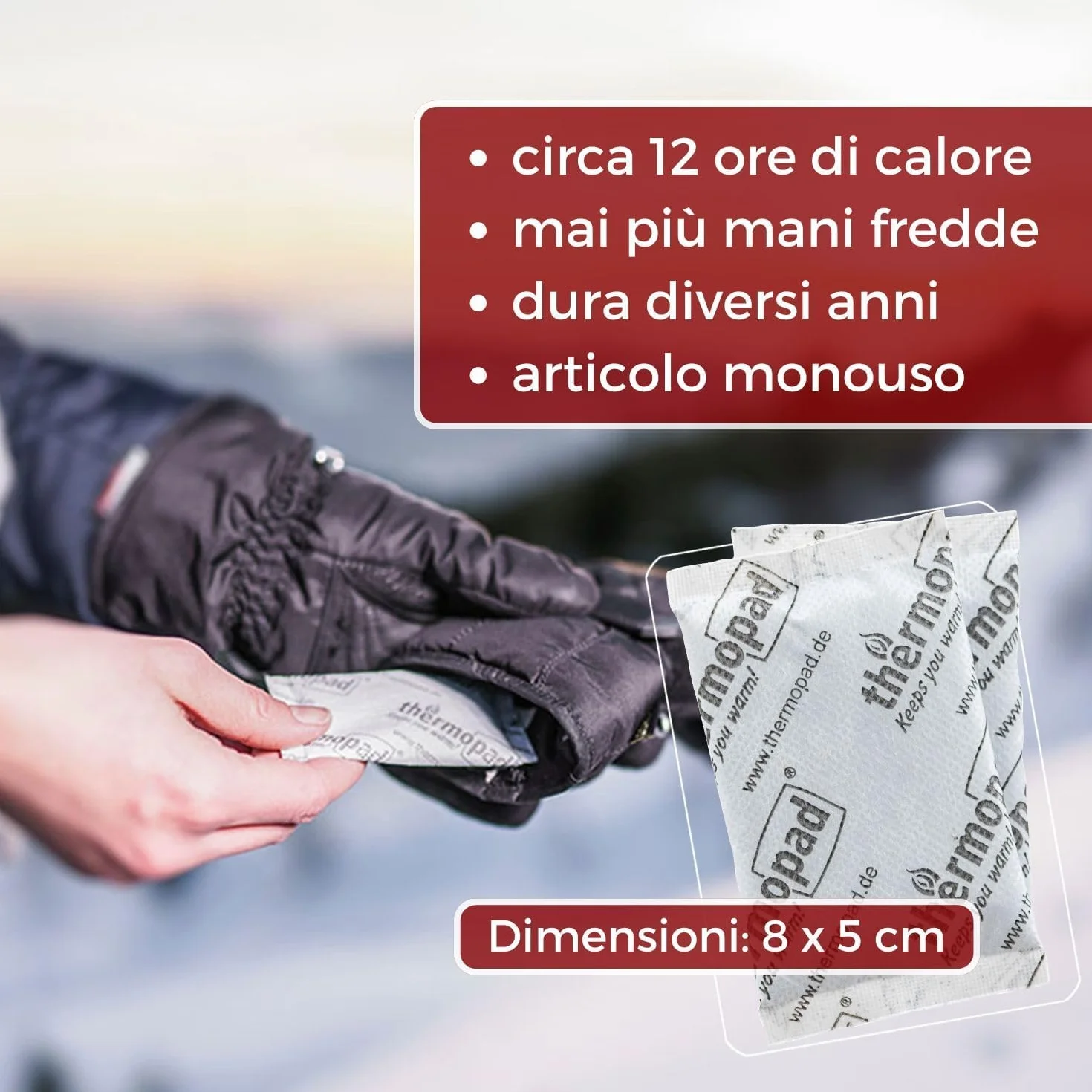 THERMOPAD scaldamani 5 paia mani caldi 12 ore attivati a contatto con l'aria cuscinetto termico impacco caldo