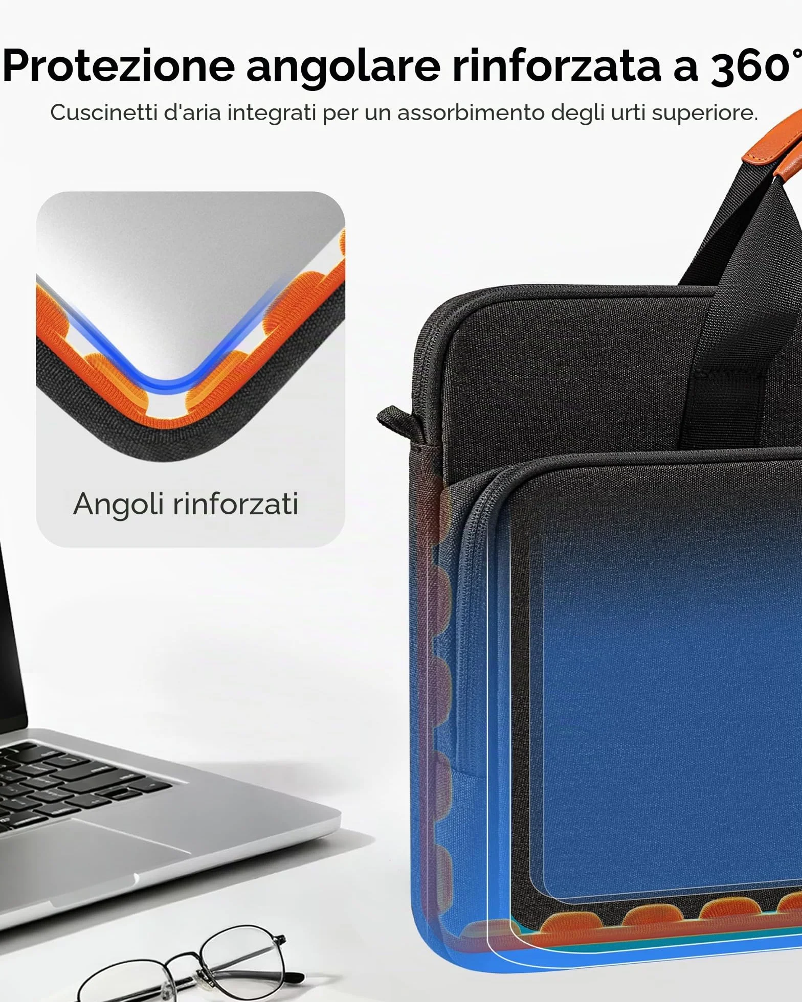 bagasin Borsa per laptop, valigetta per computer portatile compatibile da 15,6" a 17,3", borsa a tracolla estensibile, borsa messenger, borsa da trasporto per notebook e PC