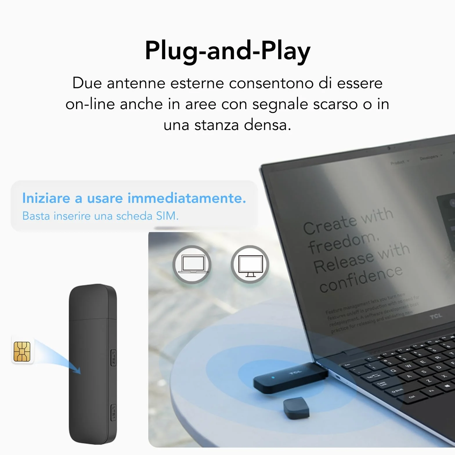 TCL LINKKEY IK41 Dongle USB 4G LTE 150 Mbps Plug-and-Play Nero