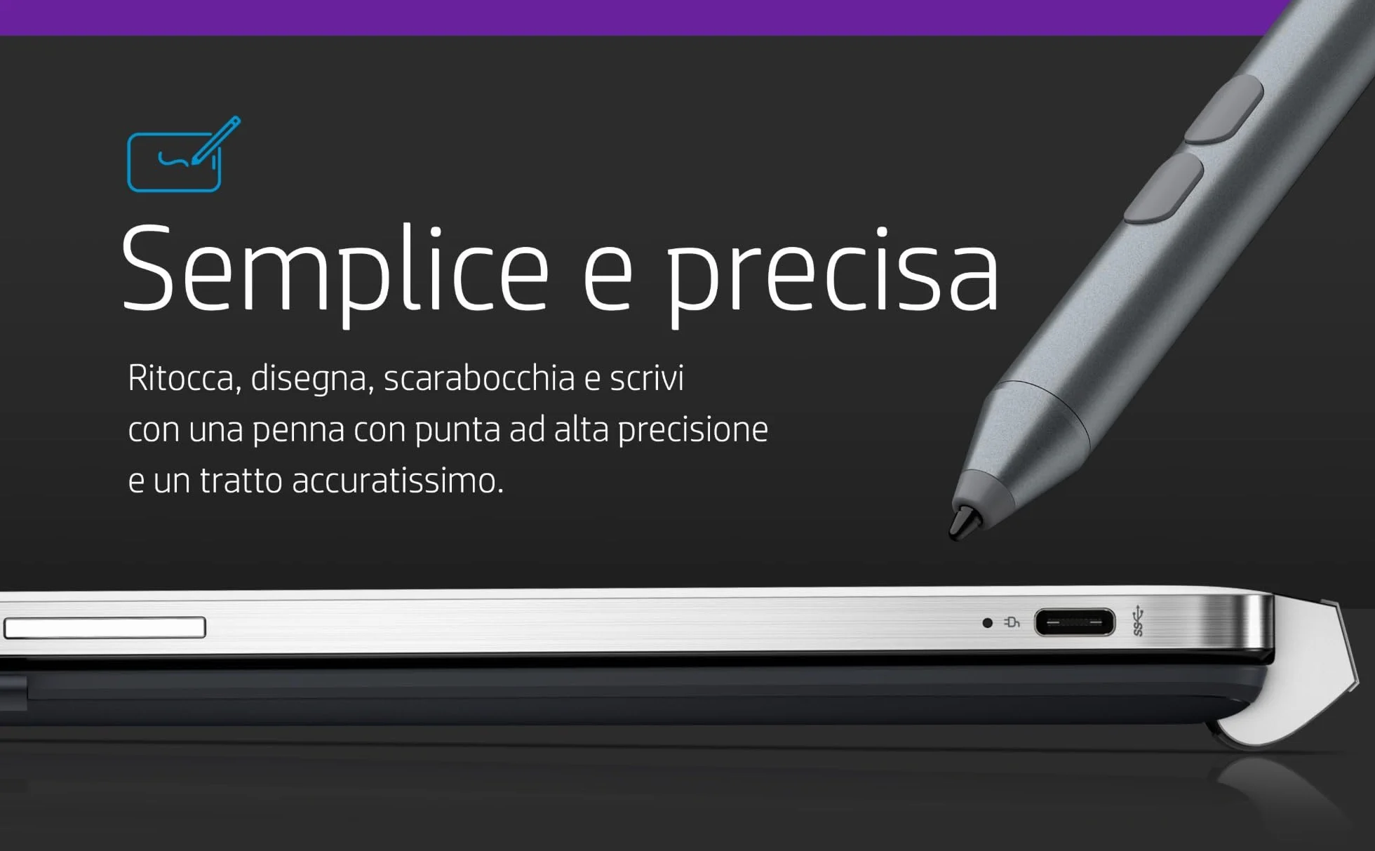 HP MPP 1.51, Penna Ricaricabile, 2 Punte Intercambiabili, 2 Pulsanti Configurabili, Autonomia fino a 18 Mesi, Supporto Magnetico, Compatibile con PC con Tecnologia MPP, Nera