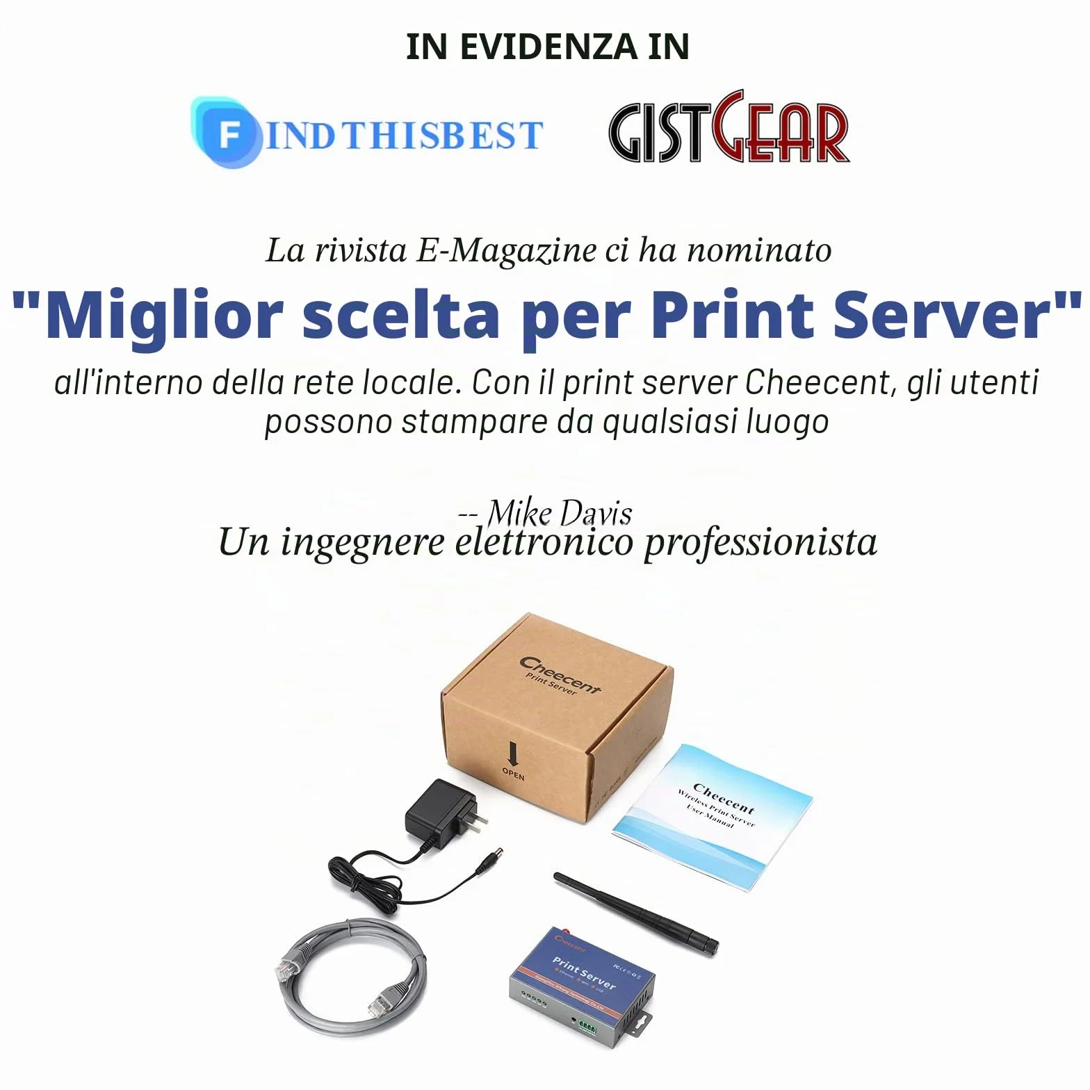 Server di stampa wireless (NON Plug&Play), server di stampa USB a 2 porte, server di stampa di rete di computer - Converti stampante USB in rete Ethernet WiFi - Compatibile con Windows Mac Linux