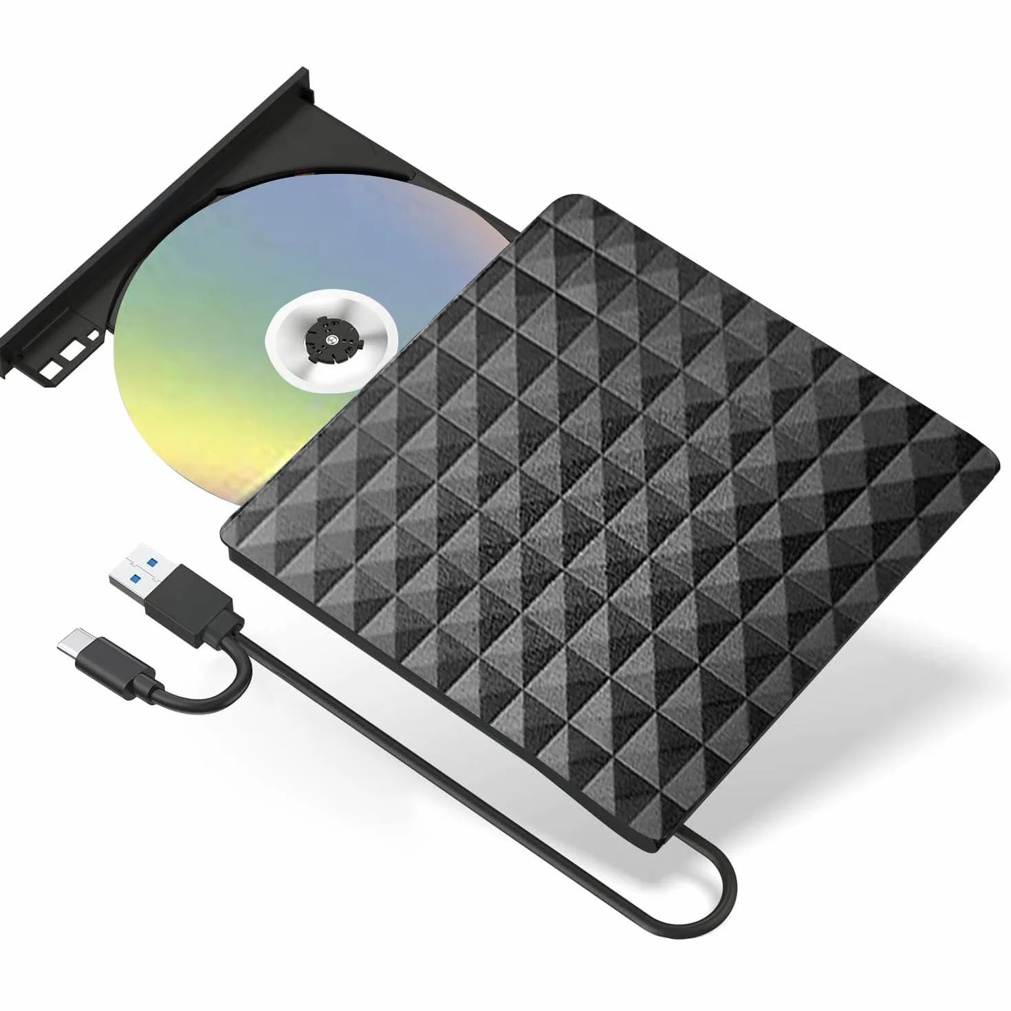 XIAOXIN Lettore CD DVD esterno USB 3.0, masterizzatore registratore DVD esterno ultra sottile portatile per PC, laptop, macbook, compatibile con Windows 10 8 7 XP Vista Mac OS