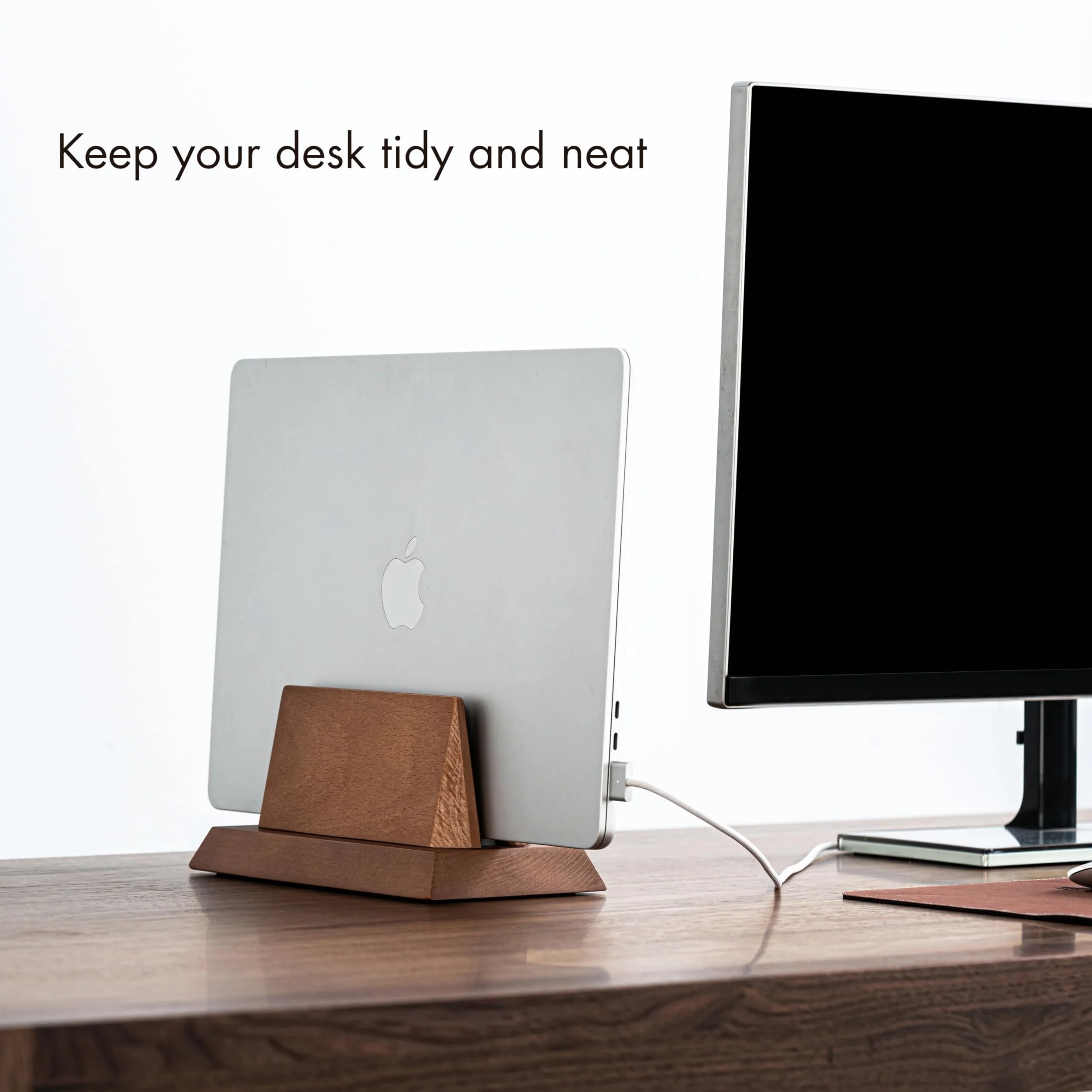 Supporto verticale regolabile per computer portatile, compatibile con tutti i computer portatili, supporto per MacBook in legno massello, supporto per iPad in legno, regolabile manualmente