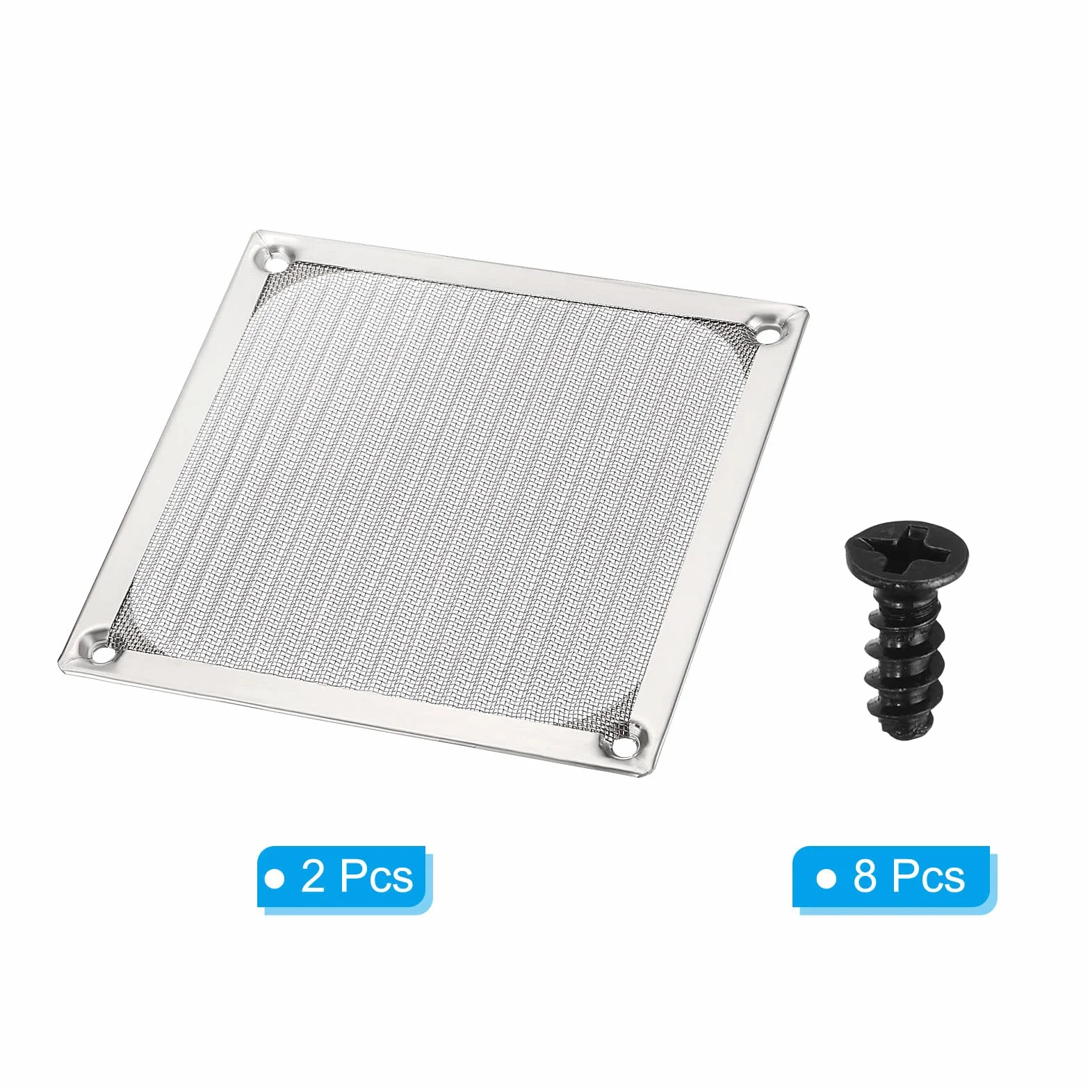 PATIKIL 120mm Ventola Filtro Griglie con Viti, 2pz Alluminio Telaio Inossidabile Acciaio Rete Antipolvere Copertura per Computer Custodia, Argento
