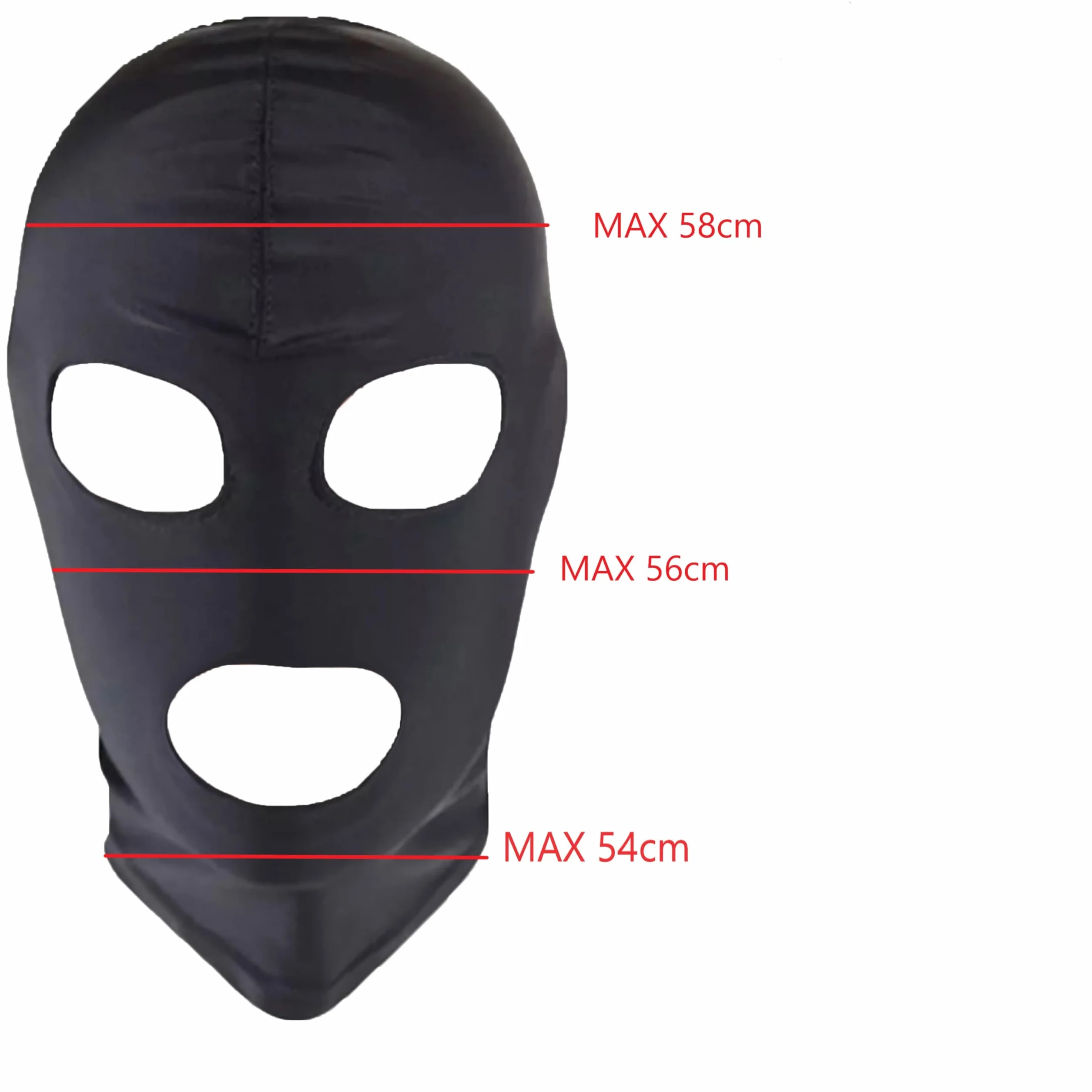 Maschera BDSM Donna Uomo Nero Spandex 58cm S/M Flessibile Traspirante Sadomaso Sex Toys Bondage