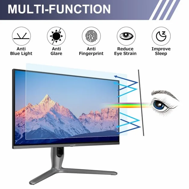 LAMA Pellicola protettiva anti-luce blu per monitor da 27 pollici, pellicola protettiva per display con blocco della luce blu, protezione per gli occhi, protezione antiriflesso 16:9 (598 x 337 mm)