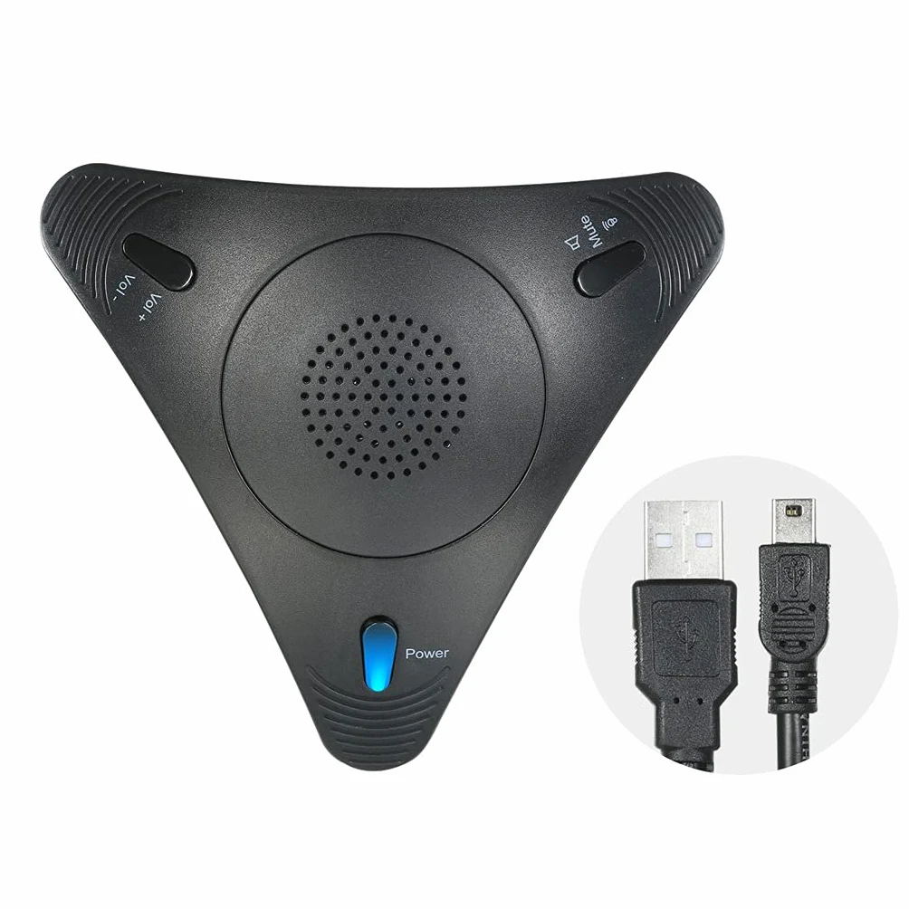 Microfono per conferenza USB Microfono omnidirezionale da Tavolo con Cavo Supporto per Altoparlante Integrato Controllo del Volume Funzione Muto
