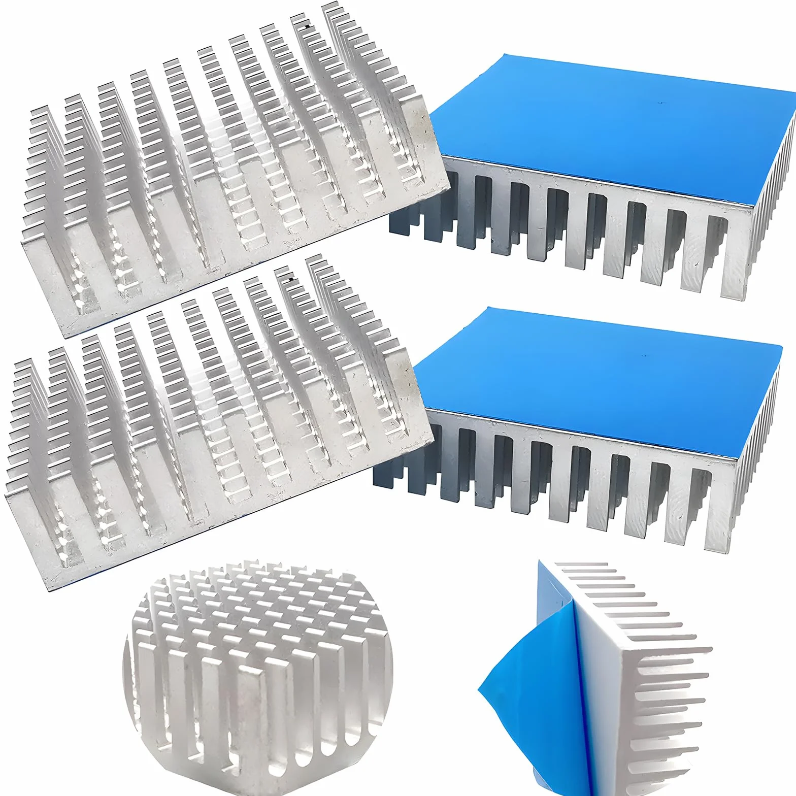 CTRICALVER Dissipatore di calore (d'argento), Raffreddamento Alluminio Dissipatore per host computer stampanti 3D, Con nastro adesivo termico conduttivo, 4 Pcs, 40mm x 40mm x11mm