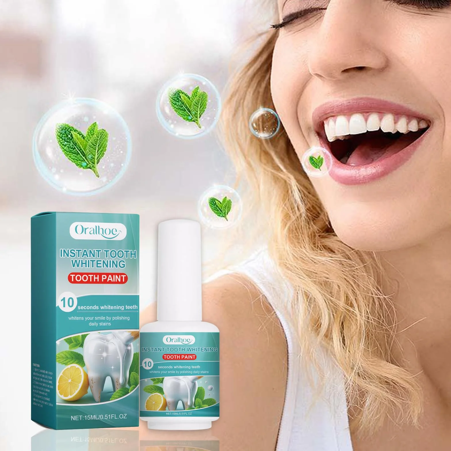 Gel sbiancante denti sensibili, vernice dentale bianca 2 pezzi, smalto rimozione macchie caffè tè vino