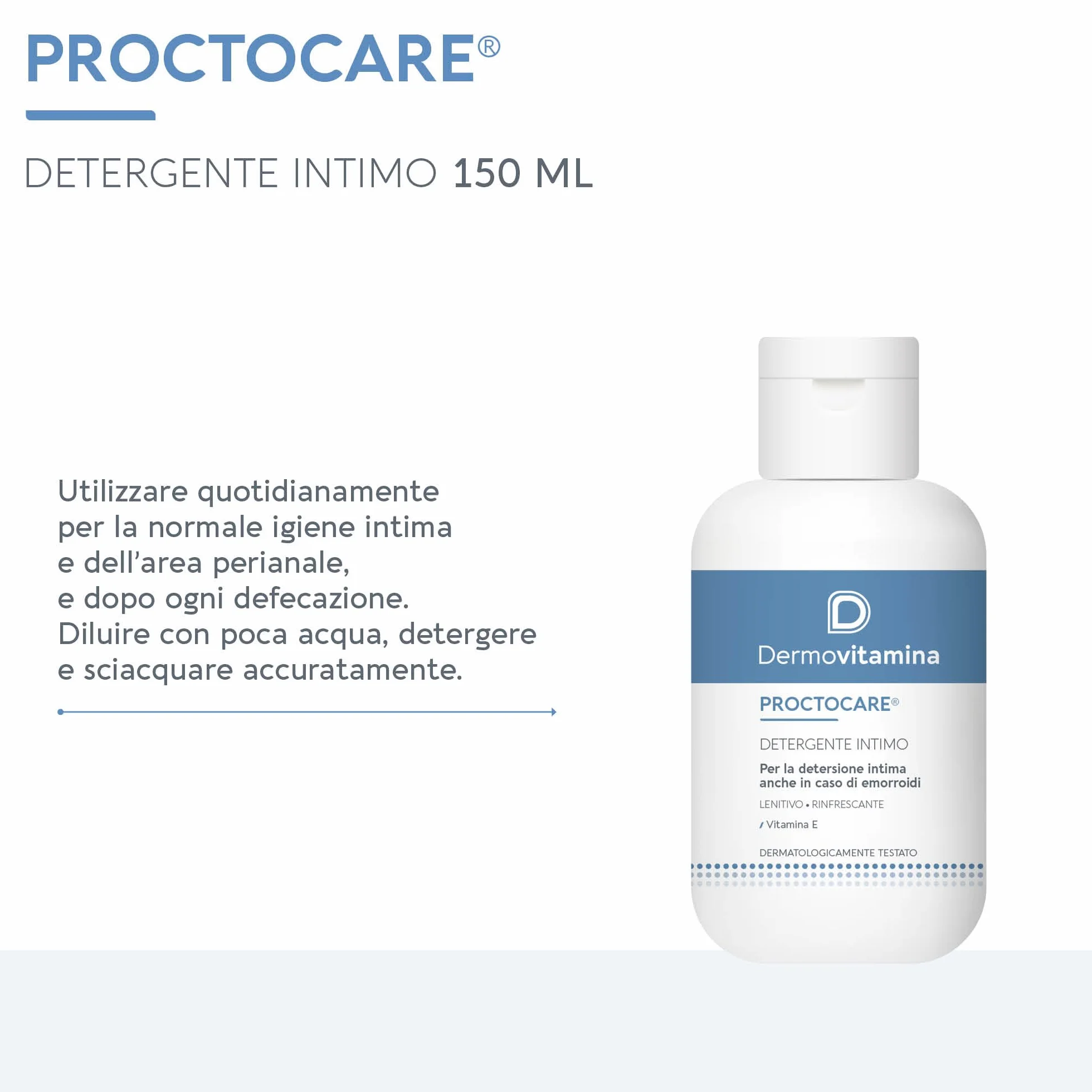Dermovitamina Proctocare Detergente Intimo Lenitivo Rinfrescante con Vitamina E e Proteine d'Avena 150ml