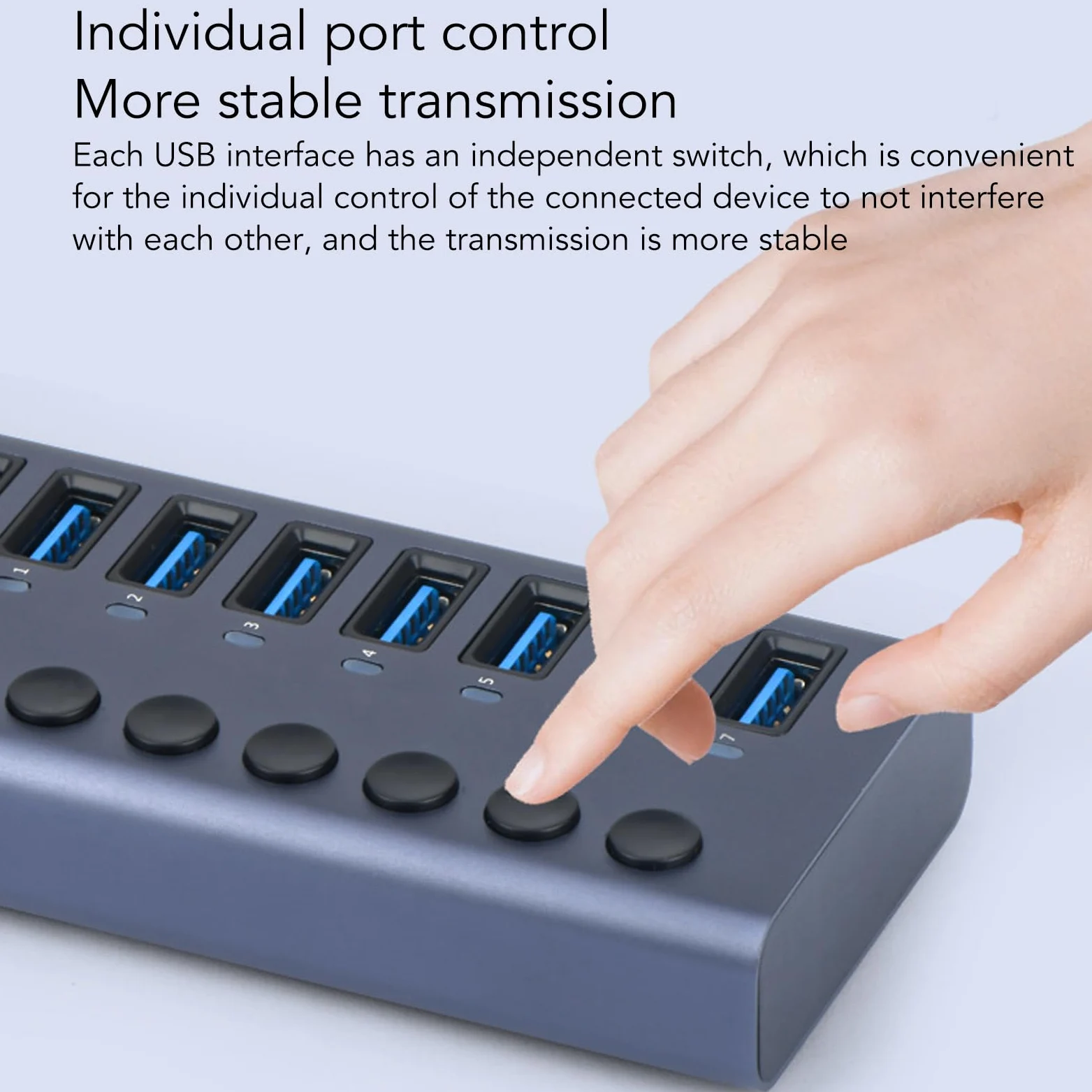 LICAEVEY Hub Dati USB 3.0, Splitter USB a 10 Porte (Spina europea) | Interruttori individuali, alimentatore da 60 W per console di gioco per PC desktop portatile
