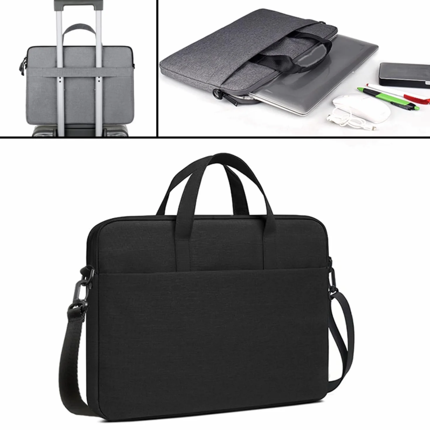 Voarge Borsa a Tracolla per PC, Custodia per PC Computer Portatile, Valigetta Tessuto Idrorepellente, con Tracolla, Custodia per Viaggio, Lavoro, Ufficio, Scuola