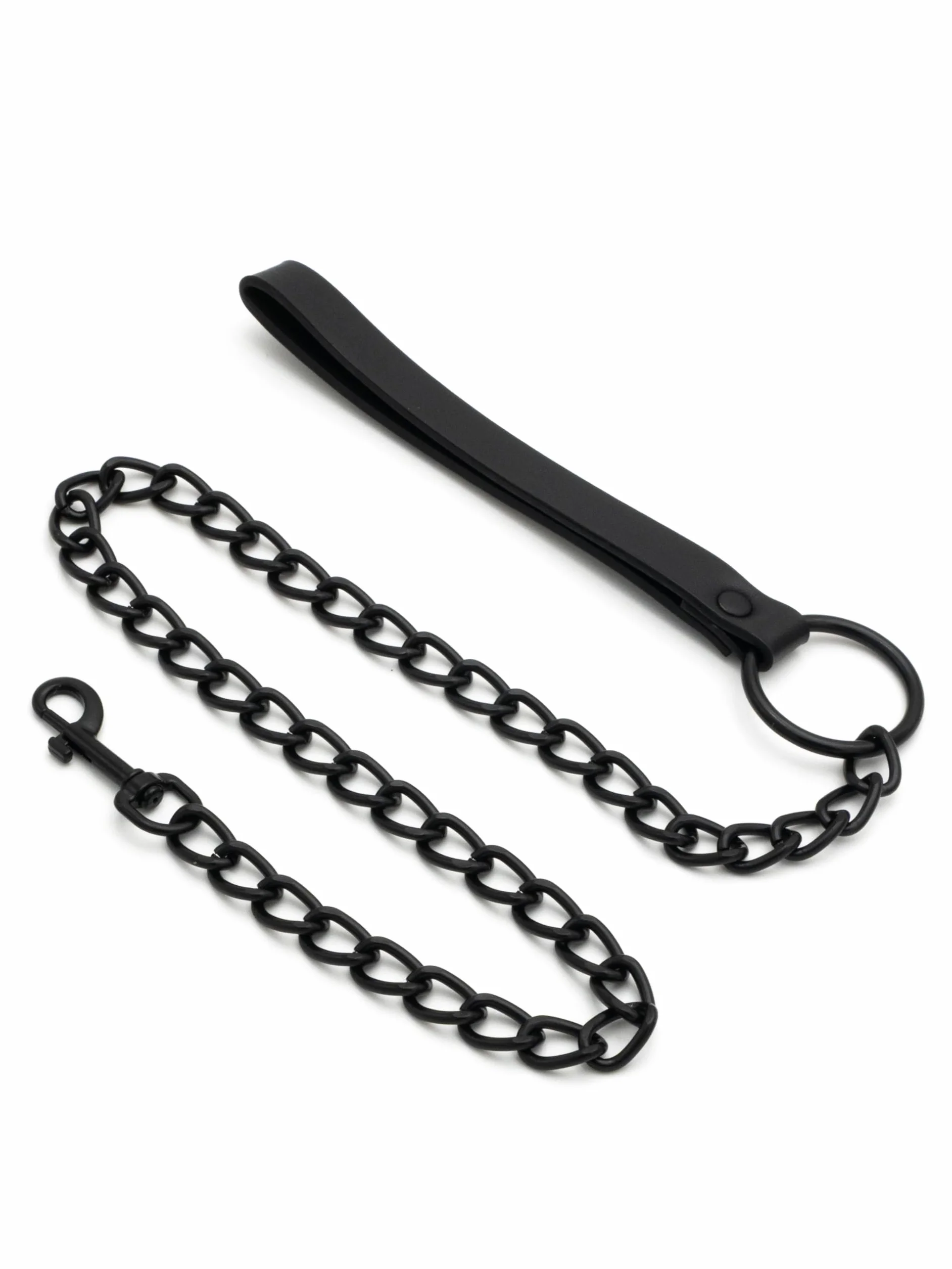 Collarino Guinzaglio in Pelle Vegana Total Black Regolabile per Donna Uomo