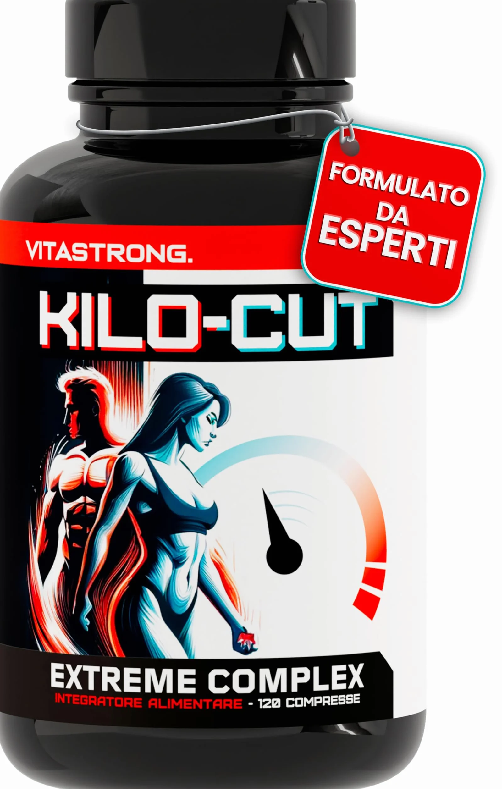 Kilo-Cut Vitastrong Vegan Integratore Dietetico con Glucomannano, Garcinia, L-Carnitina, Matcha, Colina, Fico d'India e Cromo