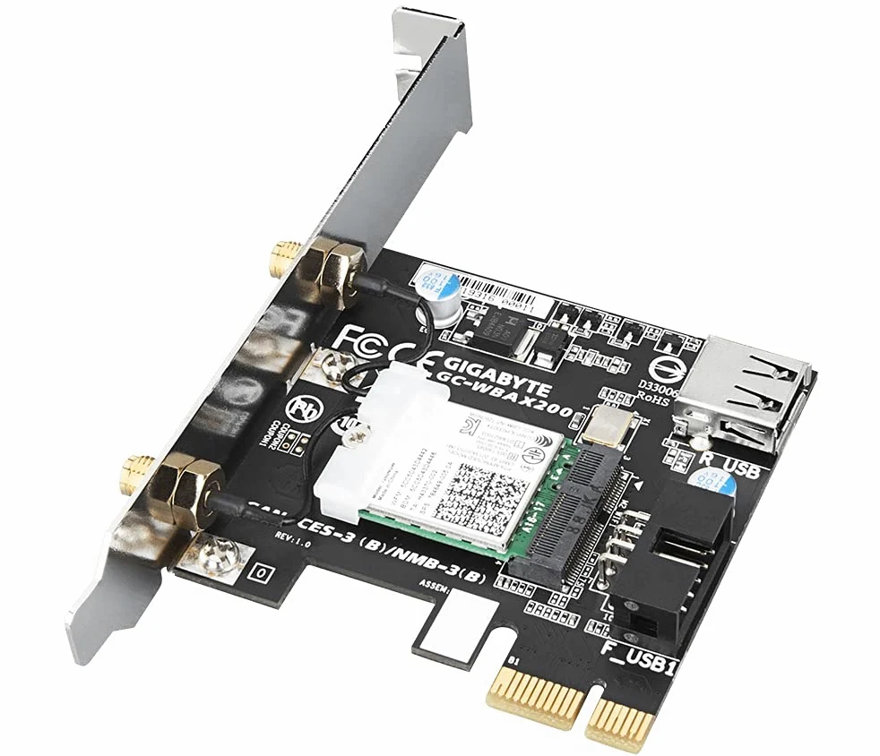 Gigabyte , GC-WBAX200, GC-WBAX200 Dual-Band WiFi 6 2x2 MIMO Wireless PCIe Adapter with Bluetooth 5