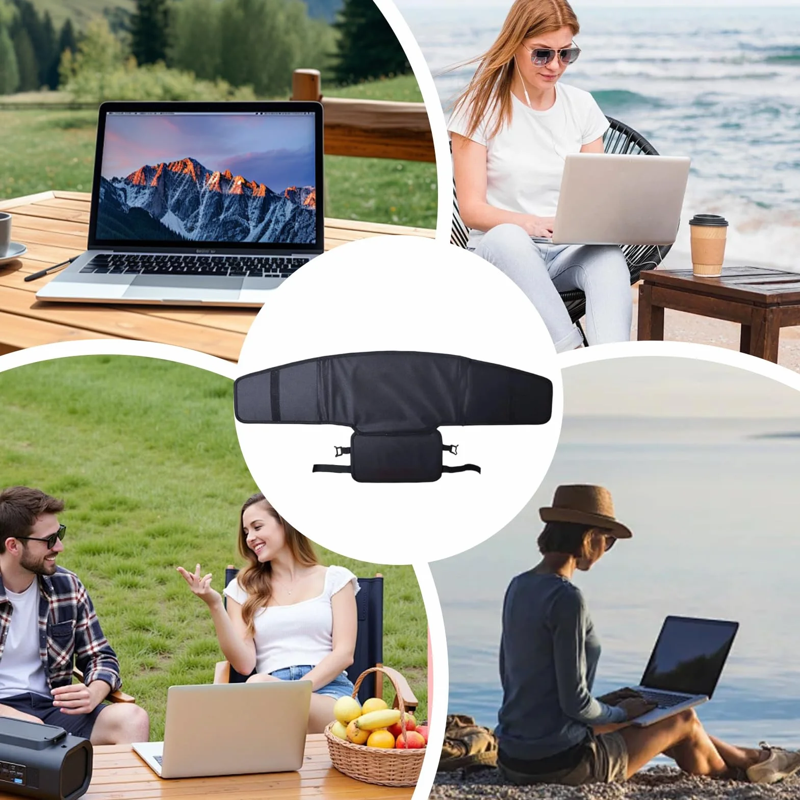 Parasole per computer portatile, pieghevole, resistente al calore, 600D Oxford, copertura antiriflesso per computer da 13 a 16 pollici, per lavoro all'aperto, campeggio, viaggi, giardino, picnic