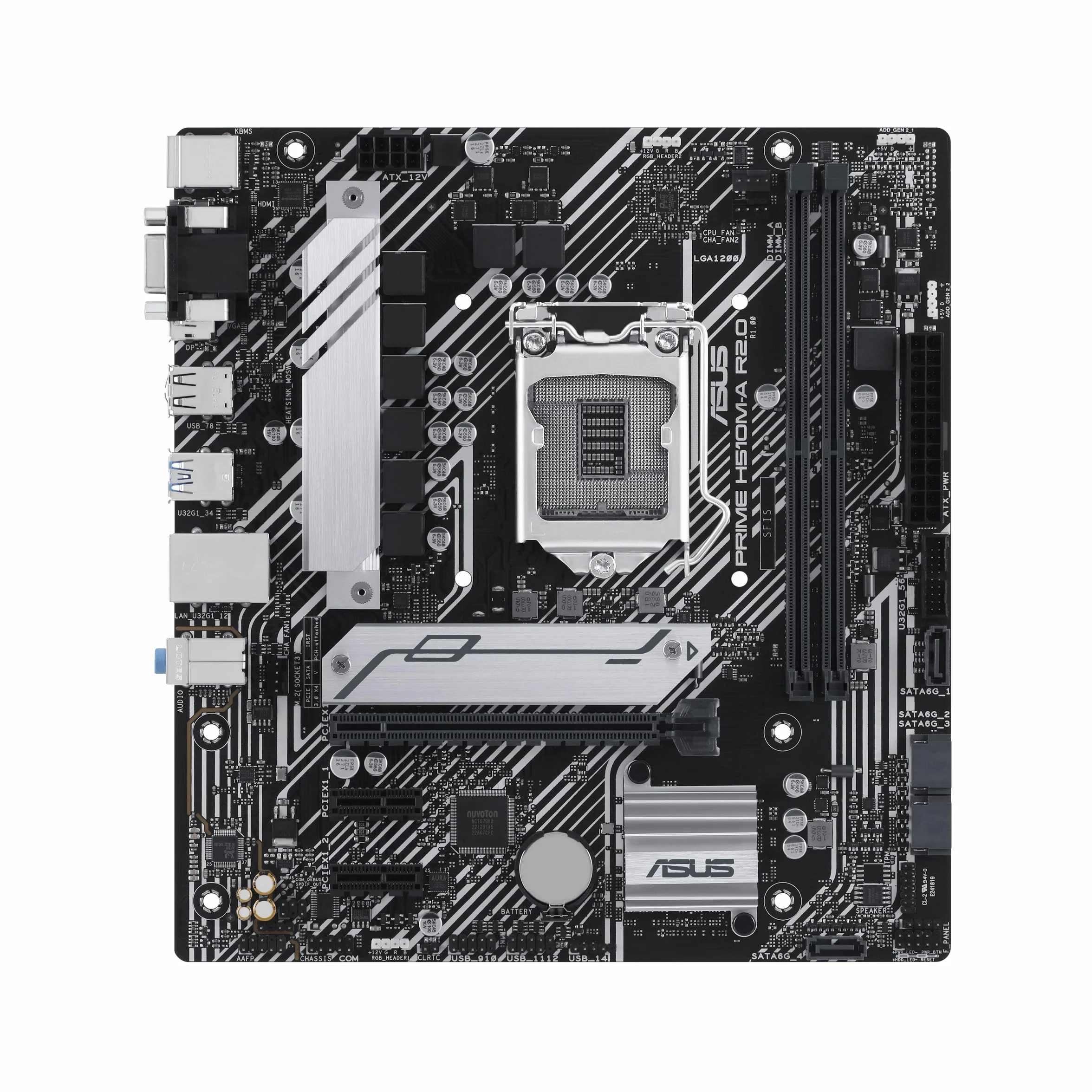 ASUS PRIME H510M-A R2.0 Scheda madre Intel Micro ATX, DDR4 LGA 1200, 4 SATA 6Gb/s, slot M.2, Ethernet Realtek, DisplayPort, HDMI, USB 3.2 Gen 2 e Type-C, Aura Sync