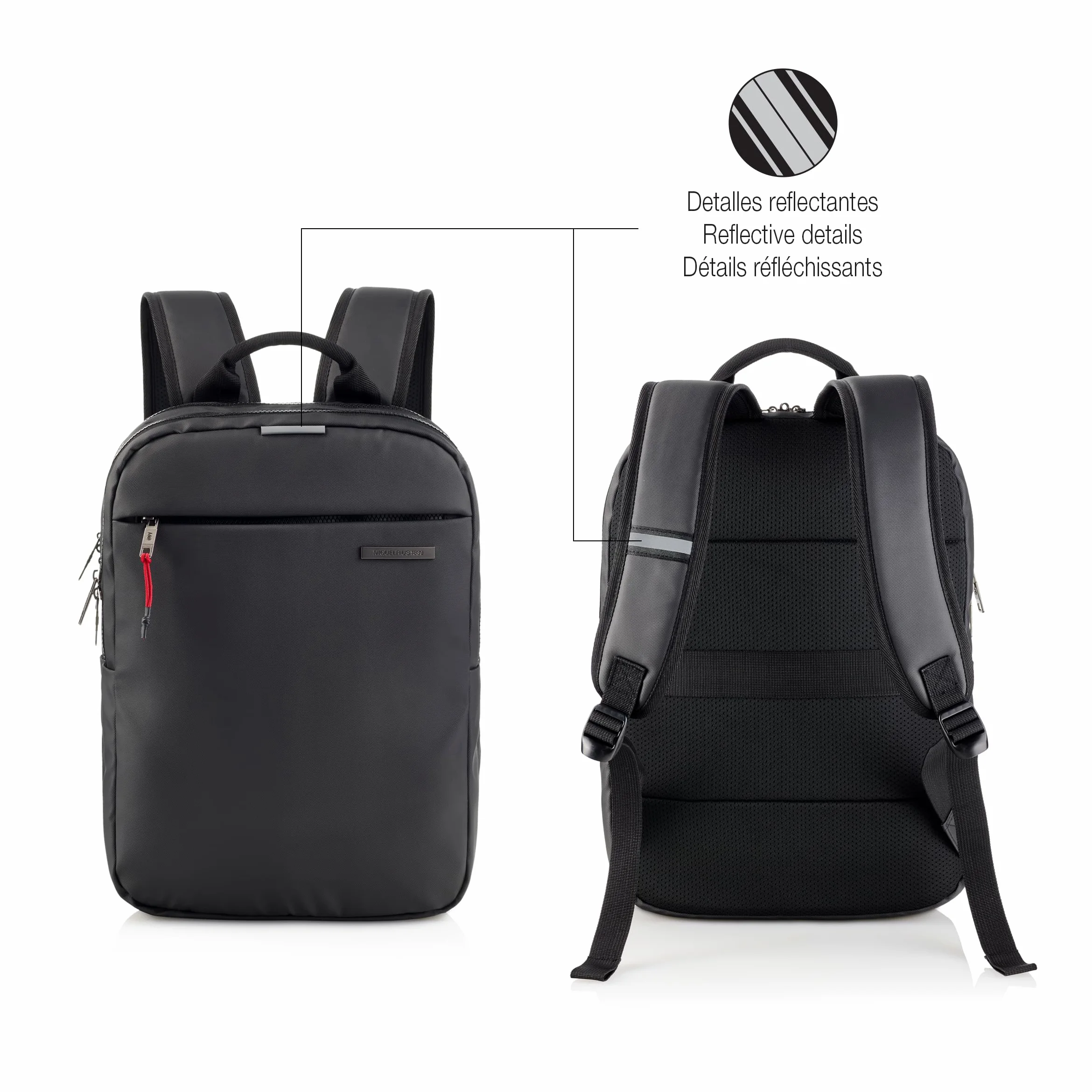 Miquelrius - Zaino per computer da 13 l, tasca antifurto RFID, dettagli riflettenti, chiusura di sicurezza, adattabile trolley, zaino portatile + tablet, idrorepellente