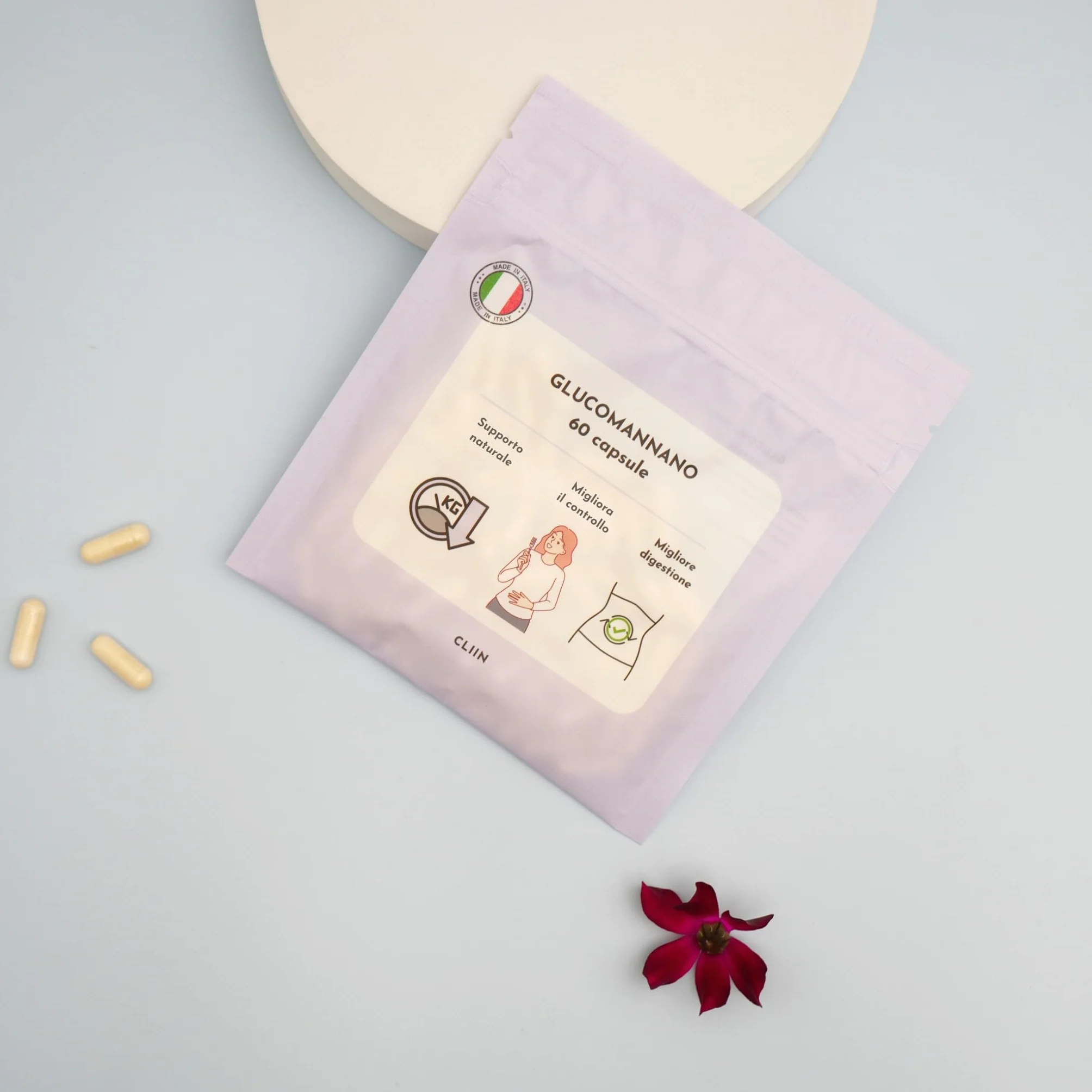 Integratore alimentare Glucomannano 60 capsule Fibre naturali Made in Italy