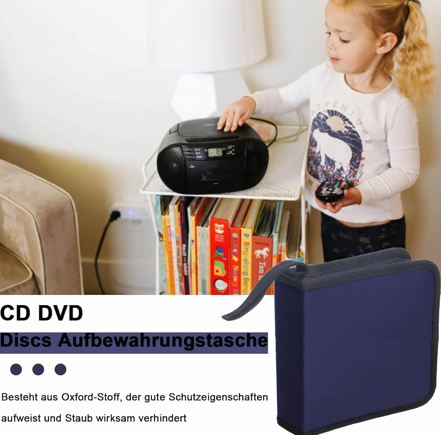 Borsa per CD, Custodia Blu per Dischi CD Dvd per 40 Dischi, Custodia per CD per Auto e casa