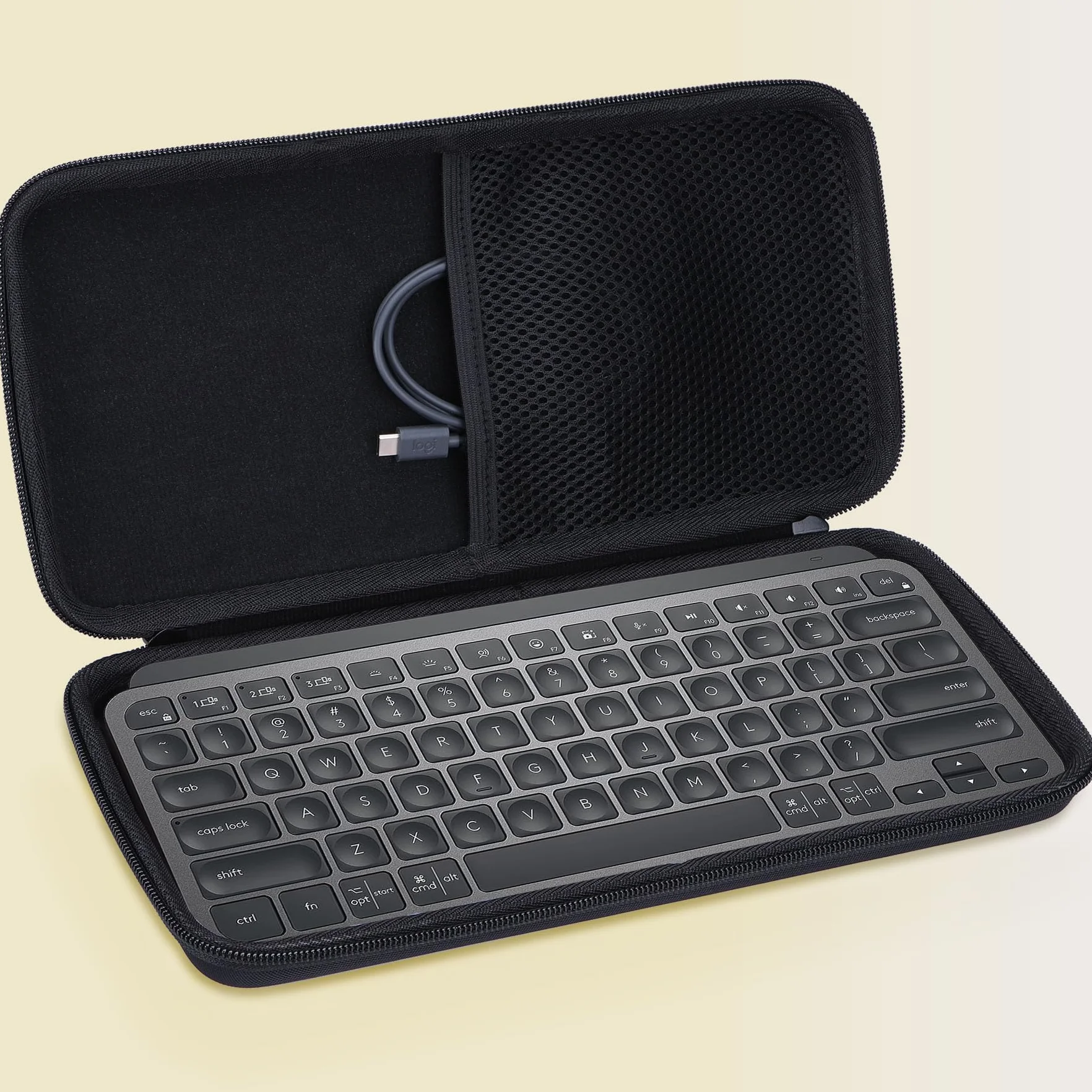 Lebakort Duro Viaggio Custodia per Logitech MX Keys Mini Tastiera Wireless Illuminata