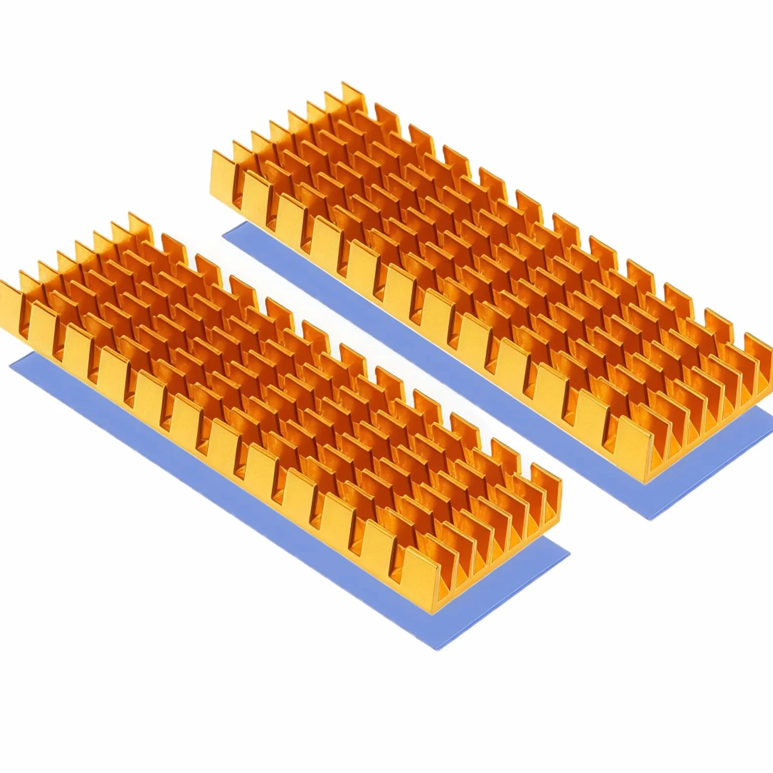 Alette di Raffreddamento in Alluminio per Alette di Raffreddamento M.2 SSD con Cuscinetto Termico in Silicone con foglio adesivo termoconduttivo per impedire la fuga CPU Circuito termica (2Pcs, oro)