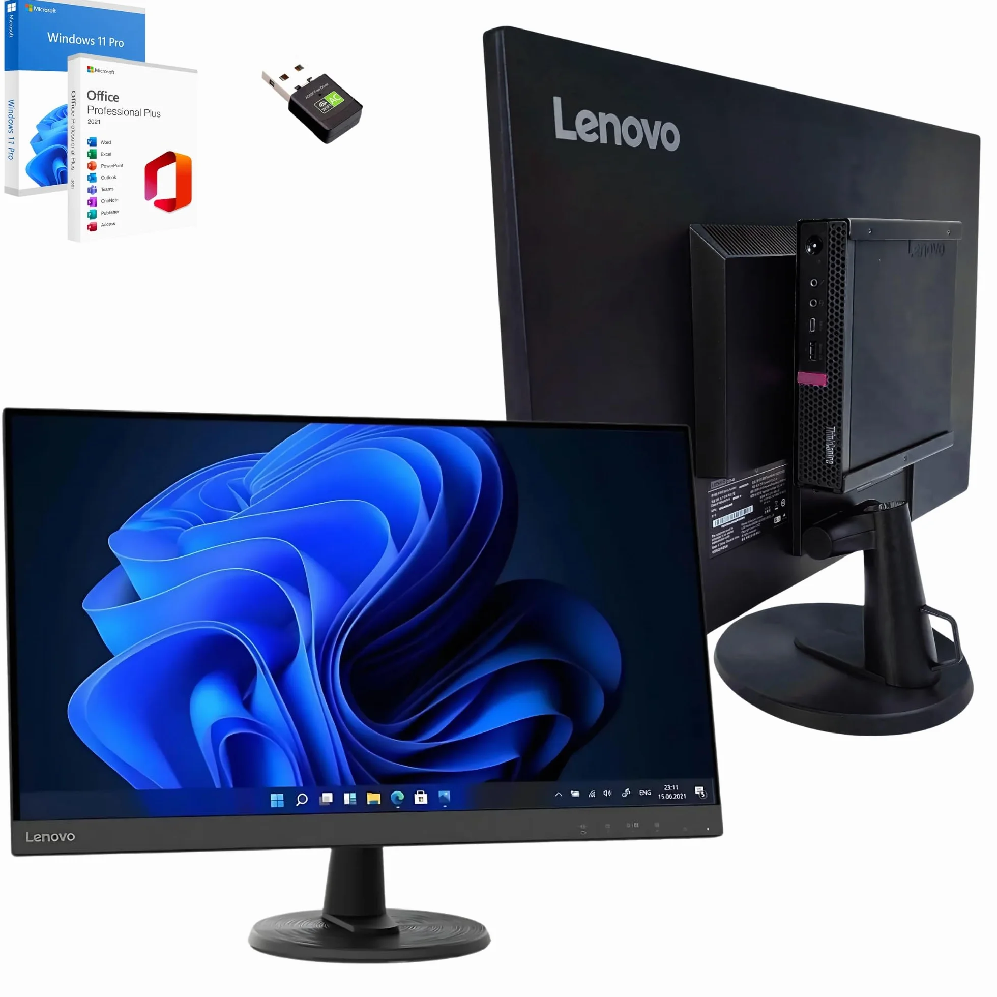 Lenovo Slim 27 pollici Computer i5 8500 16 GB RAM 1 TB SSD Win 11 Pro Office 2021 Pro