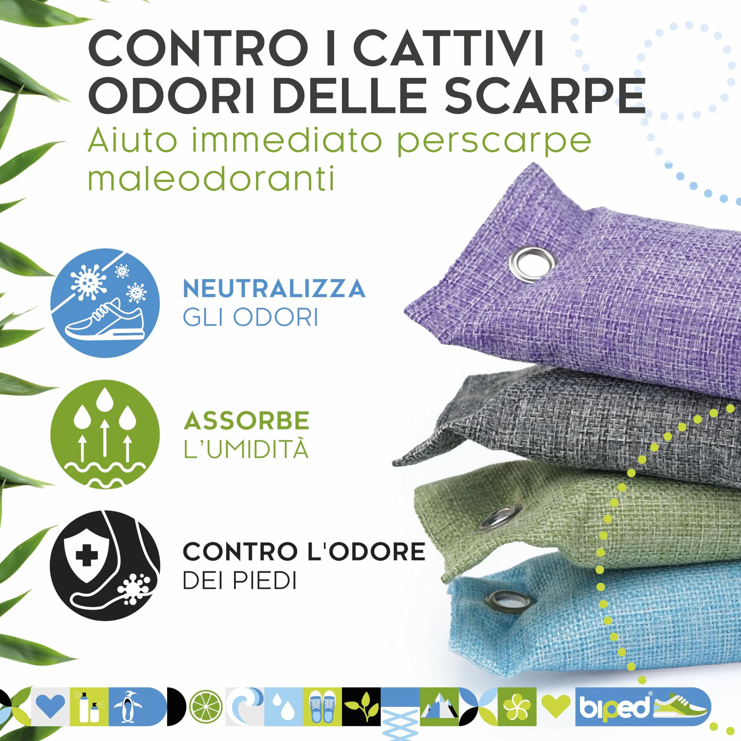 Cuscino per scarpe con carbone attivo di bambù contro l'odore dei piedi - Asciugascarpe naturale