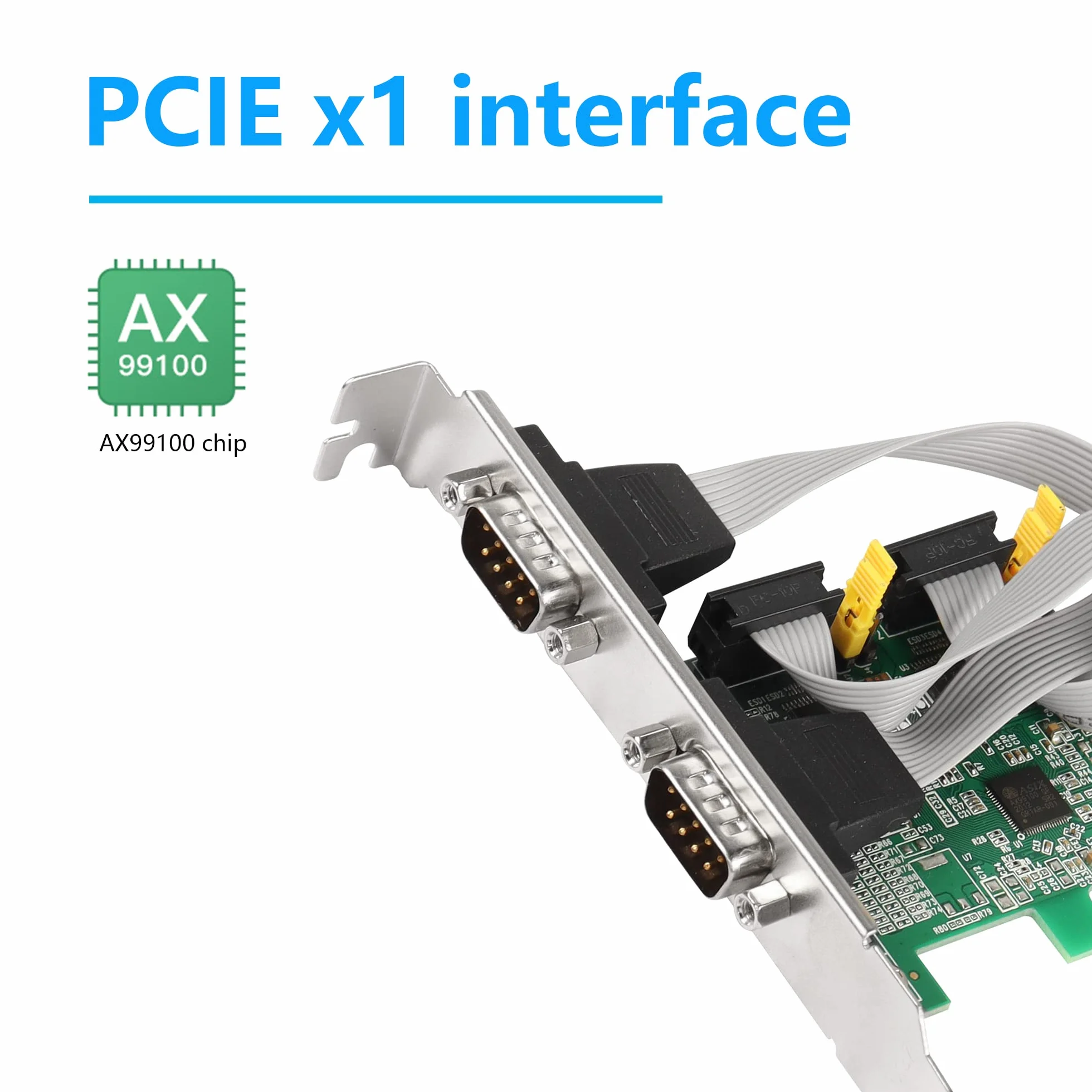 CERRXIAN Scheda adattatore seriale PCI Express RS232 a 2 porte, scheda di espansione DB9 Dual Channel PCIe X1 AX99100 per PC desktop