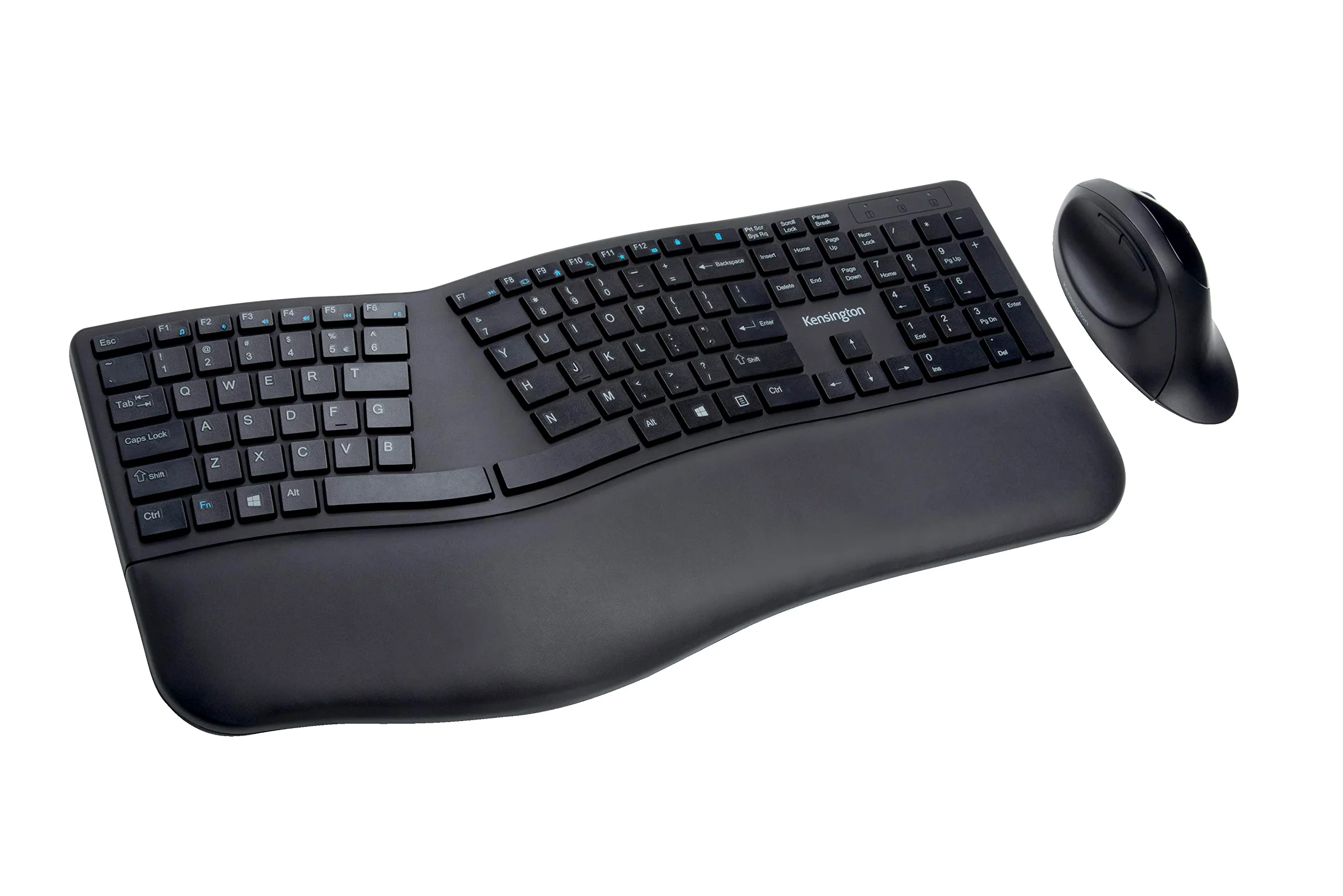 Kensington Set con Tastiera & Mouse Wireless Ergonomici ProFit Ergo, Tastiera Divisa con Layout Italiano, Mouse Ergo, Doppia Funzionalità, 2.4 GHz&Bluetooth, per Chrome OS, macOS e Windows K75406IT