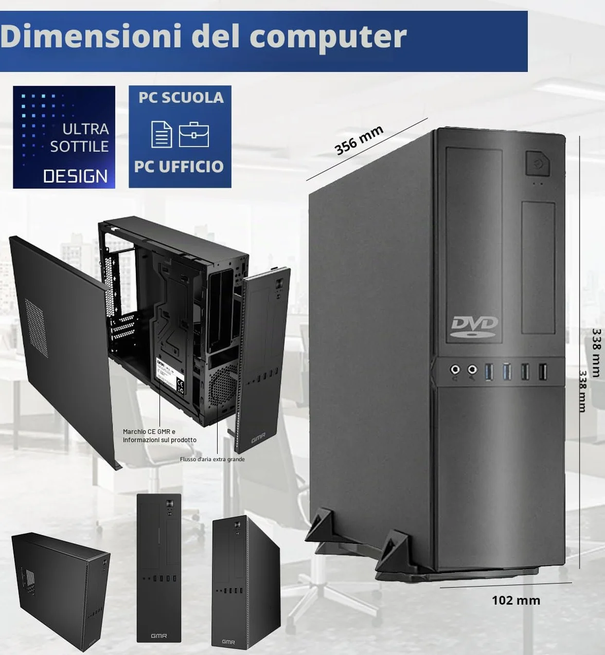 GMR Ultra Slim i7 Office PC - Business Office Computer | 3 anni di garanzia | 32 GB di RAM | 1000 GB SSD | DVD±RW | USB 3 | Windows 11 Prof | Bluetooth WiFi