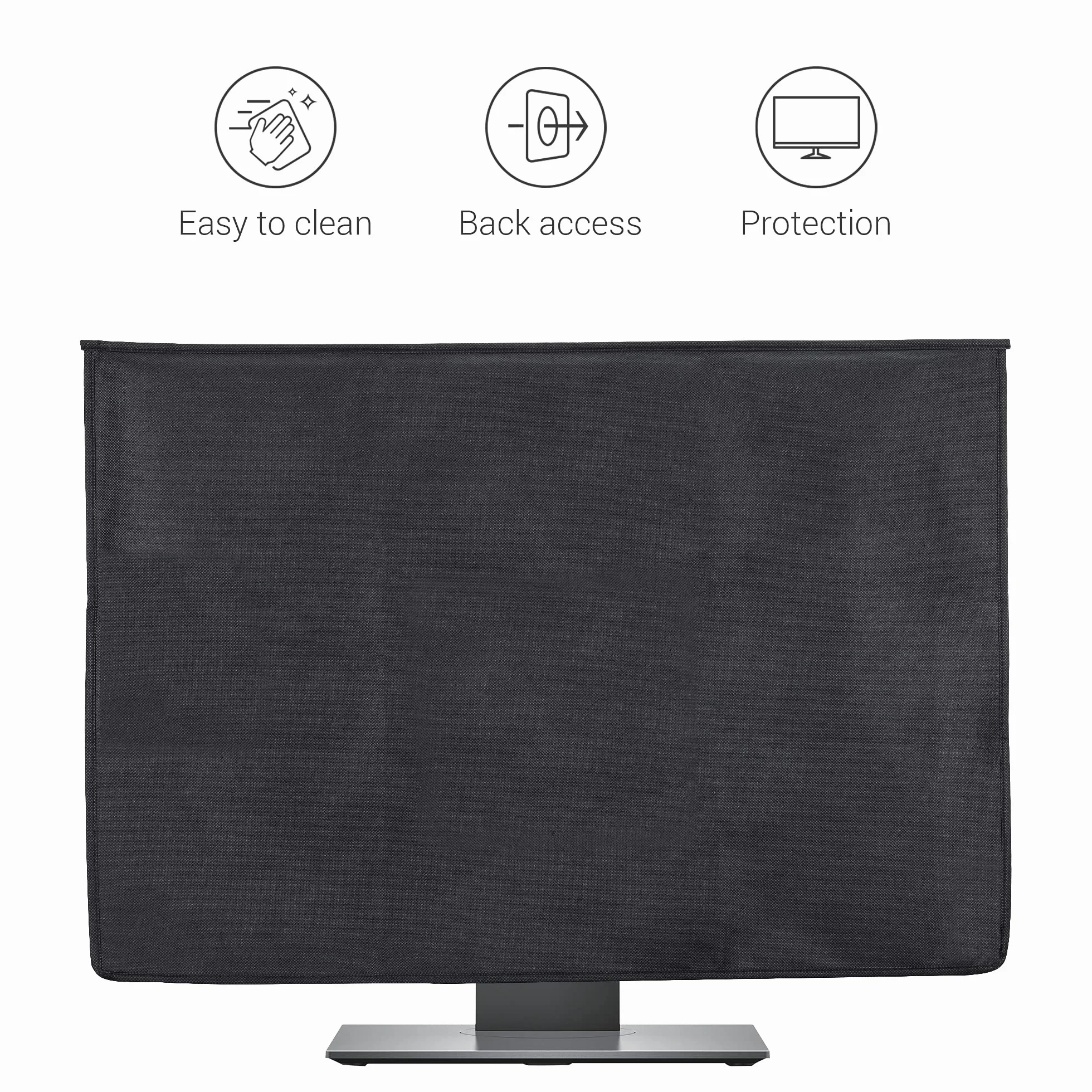 kwmobile Cover compatibile con 27-28" monitor - Fodero per Monitor - Copertura Antipolvere Schermo PC con 2 Tasche Extra - nero