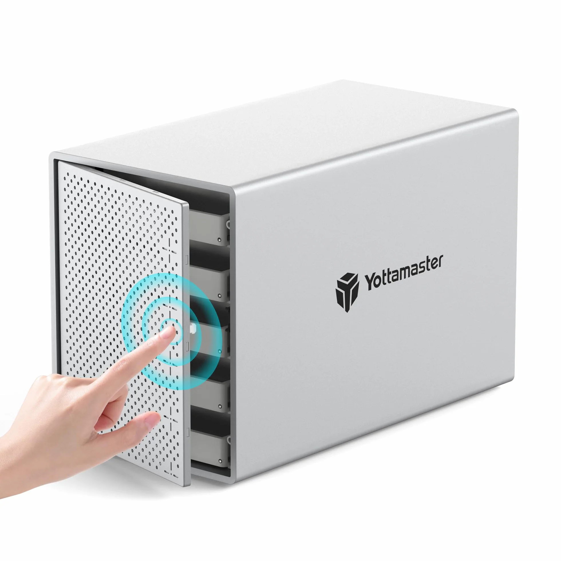 Yottamaster 5 Bay Case per Disco Rigido Alluminio Type-C Esterno SATA III HDD SSD 80mm Ventilatore