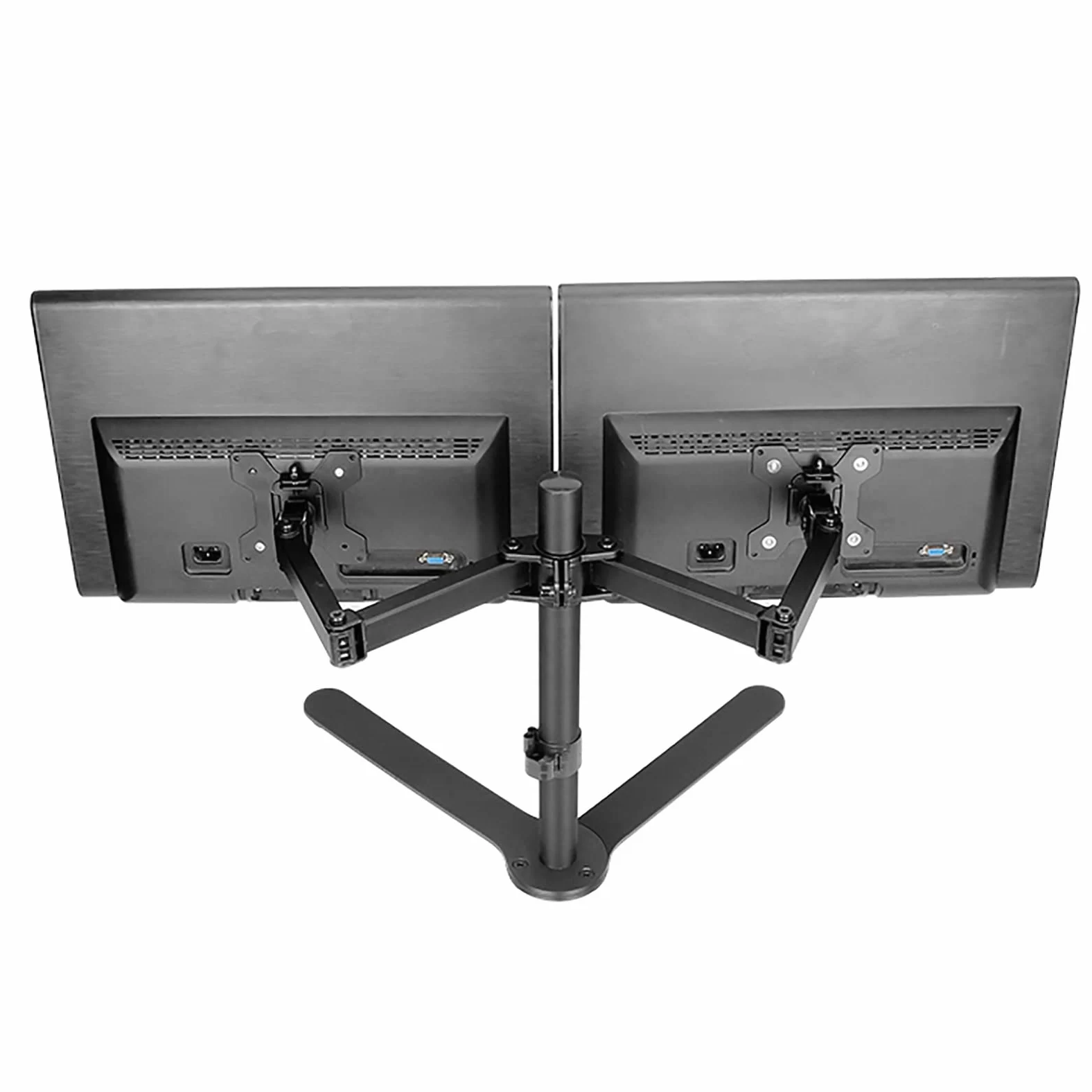 Supporto da Tavolo per TV/Monitor A Doppio Schermo, Supporto TV con Sistema di Rotazione A Tre Assi, Base da Tavolo Regolabile in Altezza Adatta A TV da 14 A 27 Pollici, 40 Cm