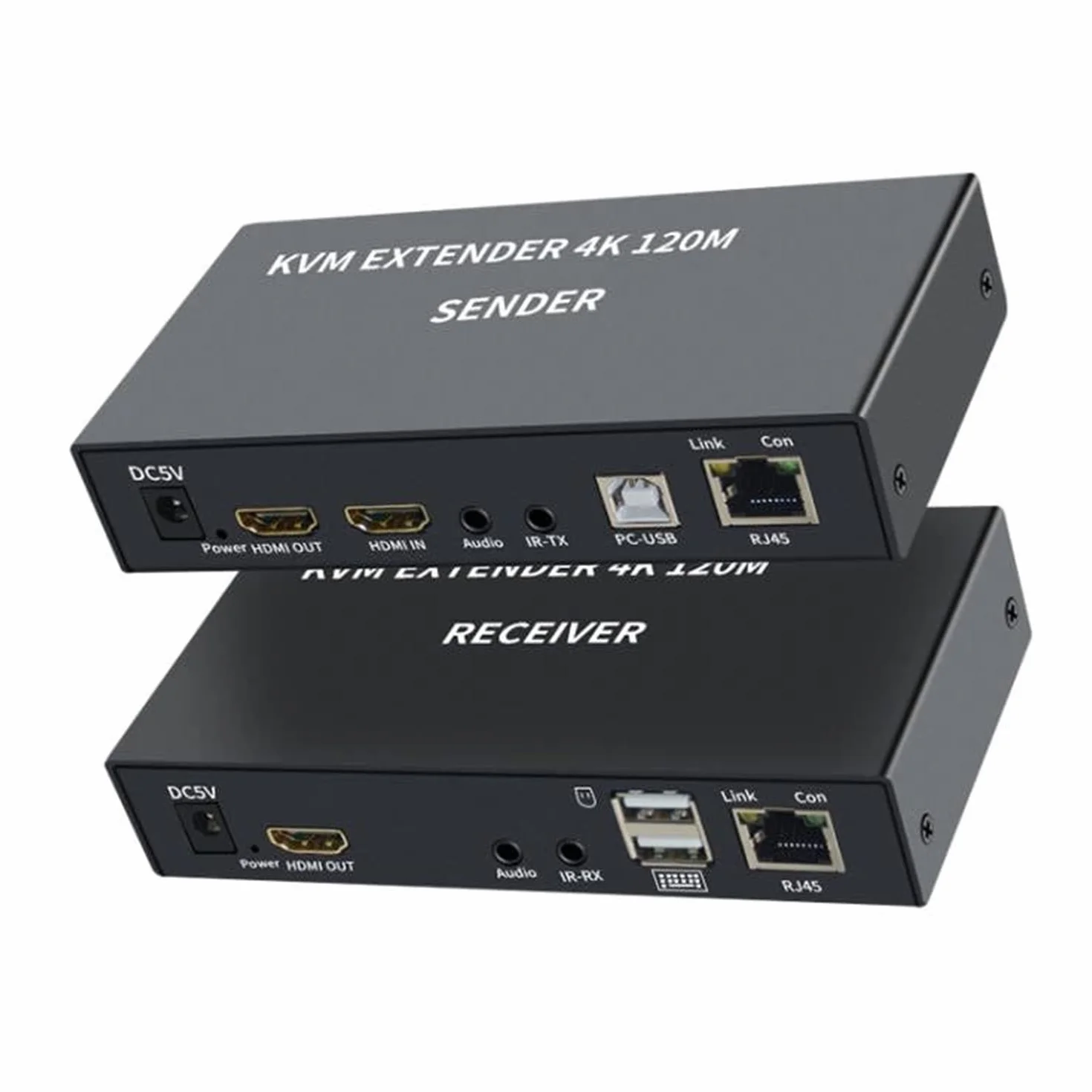 KVM EXTENDER 4K 120M Ricevitore, Extender 4K HDMI KVM Extender via Cat5e/6 cavo Ethernet 120M HDMI USB Extender Video Audio Trasmettitore Ricevitore Supporto Tastiera Mouse