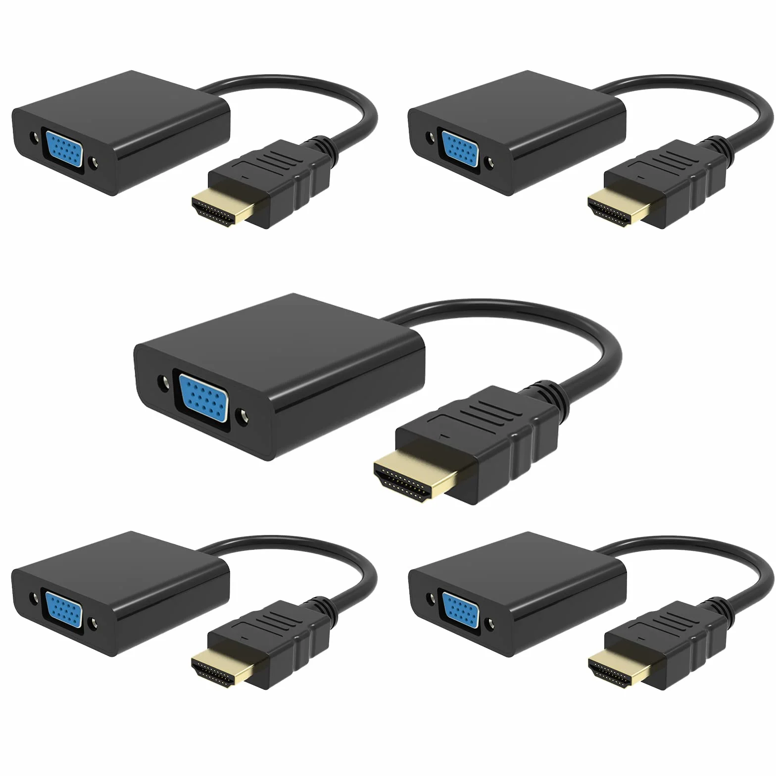 Adattatore HDMI a VGA, placcato oro da HDMI a VGA (da maschio a femmina) per computer, desktop, laptop, PC, monitor, proiettore, HDTV, Chromebook, Raspberry Pi, Roku, Xbox e altri 5 pezzi