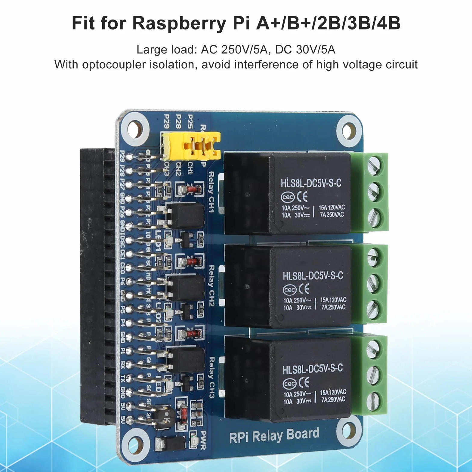 Modulo relè a 3 vie adatto per relè Raspberry Pi di alta qualità con indicatore luminoso a relè(Raspberry Pi 3 Relay)