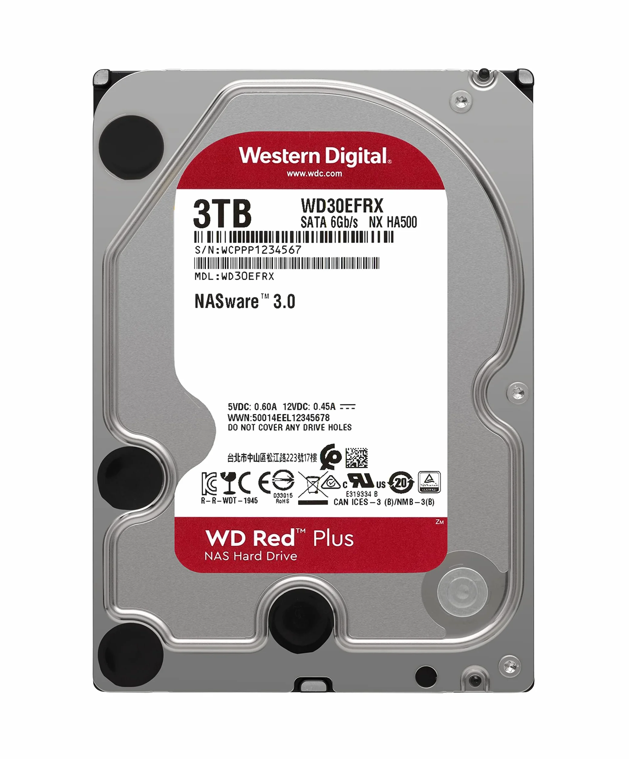 Western Digital WD Red 3 TB NAS hard disk interno 3.5", 5400 RPM Class, SATA 6 Gb/s, CMR, 64 MB Cache, WD30EFAX
