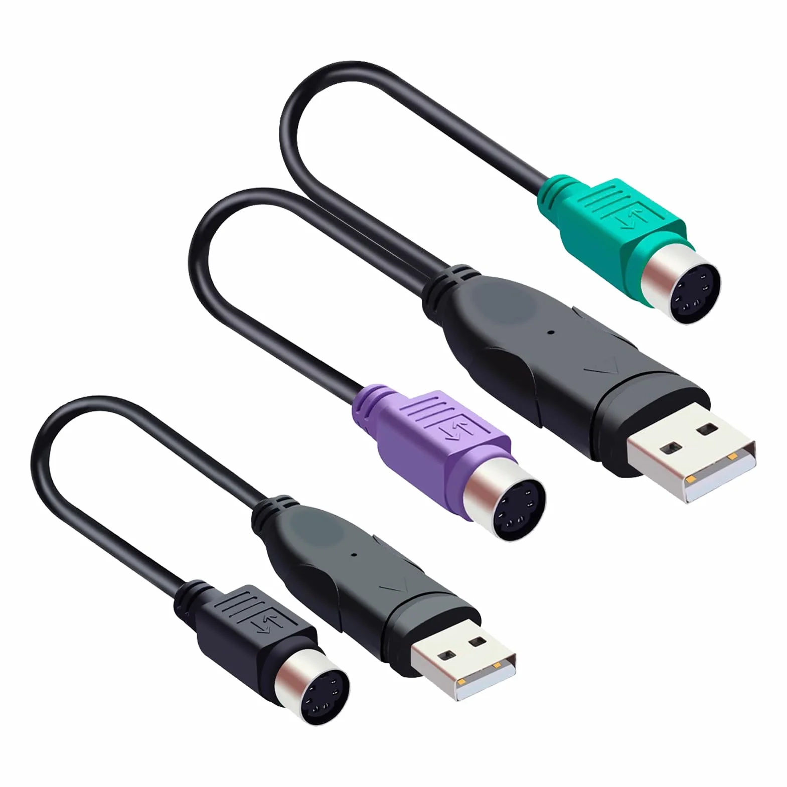 2 Pezzi Adattatore PS2/USB, Convertitore PS2 Uno/Doppio Cavo, Convertitore USB a 2 porte PS/2 per Tastiera e Mouse, Compatibile con PC, laptop, Supporta Dispositivi PS/2 Standard Senza Driver