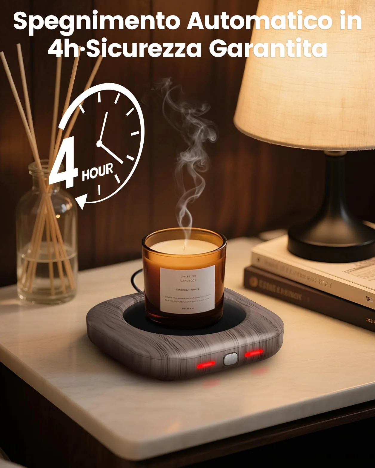 HOMEASY Scaldatazza Elettrico 3 Temperature, Scaldalatte Tazza Autoriscaldante Piastra Riscaldante Sicura e Impermeabile per Caffè Tè e Aromaterapia Spegnimento Automatico