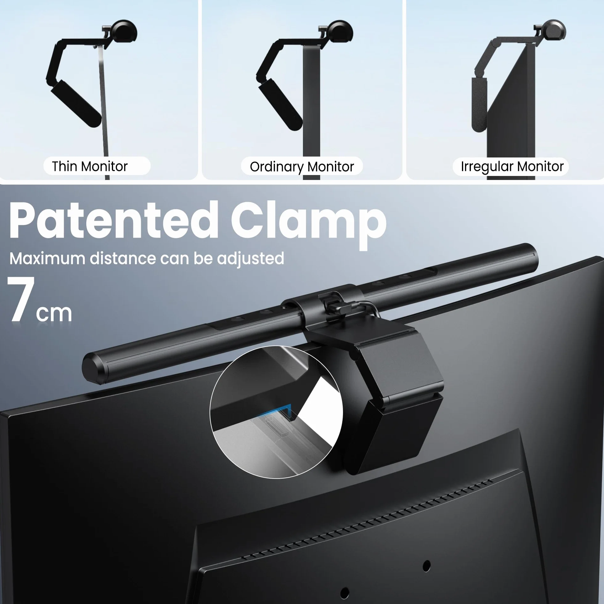 Quntis Lampada Monitor con Telecomando e Touch 40cm, Luce Monitor Curvo con Dimmer Automatico e Timer, Lampada Led PC di Protezione Gli Occhi per la Lettura Lavoro