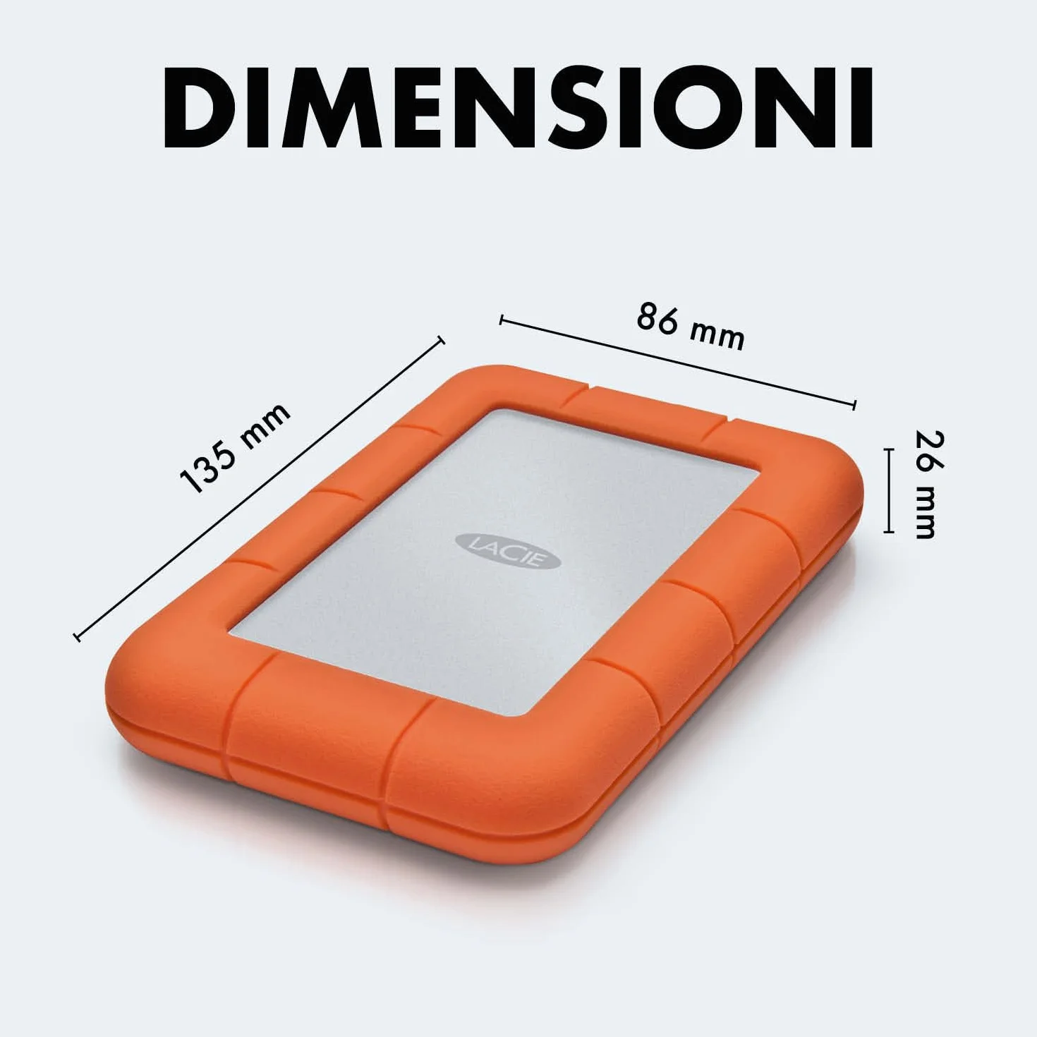 LaCie Rugged Mini 4TB, Hard disk esterno portatile, 2.5", per PC Mac iPad & iPhone, Data Rescue Service (LAC9000633)