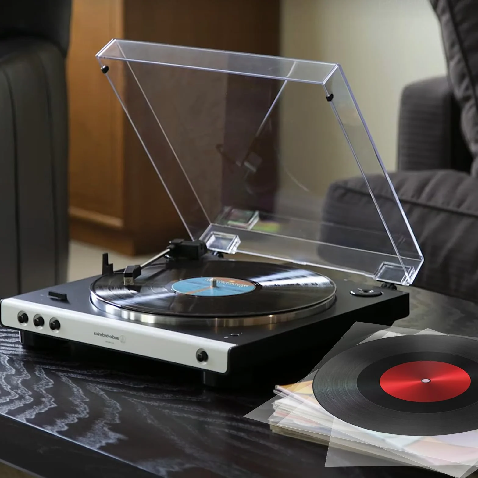 DGN 100 Pezzi 7 Pollici Buste Vinili Esterne, 19 x 19 cm Plastica Buste per Vinili, Dischi Vinile 45 Giri, Molto Trasparenti, Robuste e Antistatiche, Protezione Ottimale pour Singoli 7"" LP Dischi