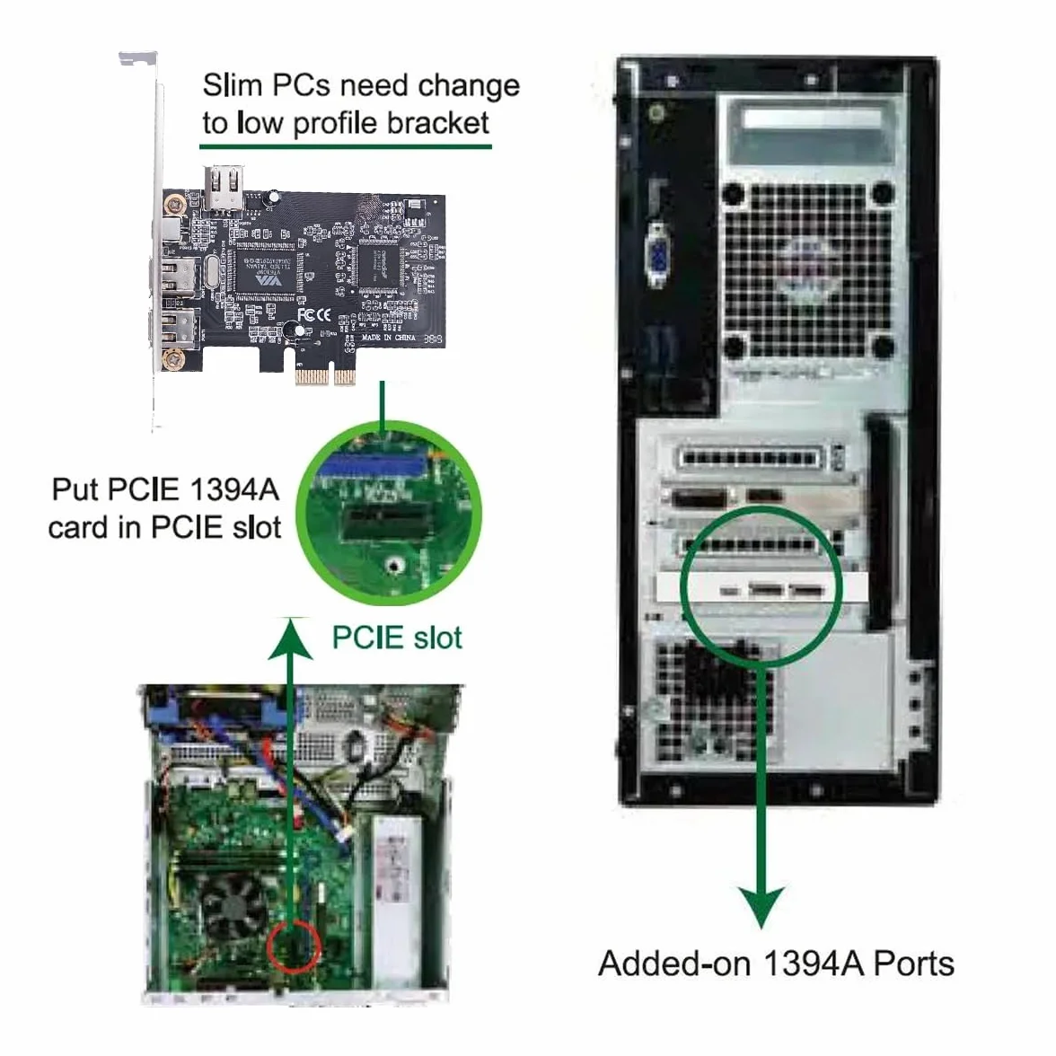 CY Scheda di acquisizione PCI-E 1X 4X 16X a Firewire 400 IEEE 1394a PCI Express a 4 porte, adattatore IEEE-1394 400 Mbps a 6 pin e 4 pin per Windows, Mac OS, Linux