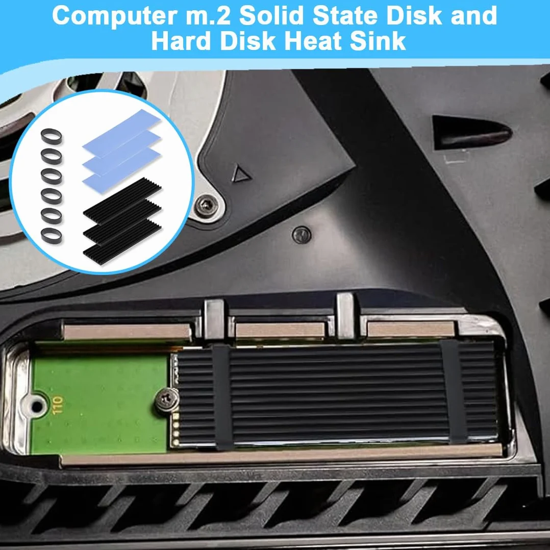 3 pcs Dissipatore SSD M.2, Termici in Silicone, Dissipatore NVMe in Alluminio, Cooler per Dispositivi Semiconduttori, Heatsink 2280 PCIE NVME CPU (nero)